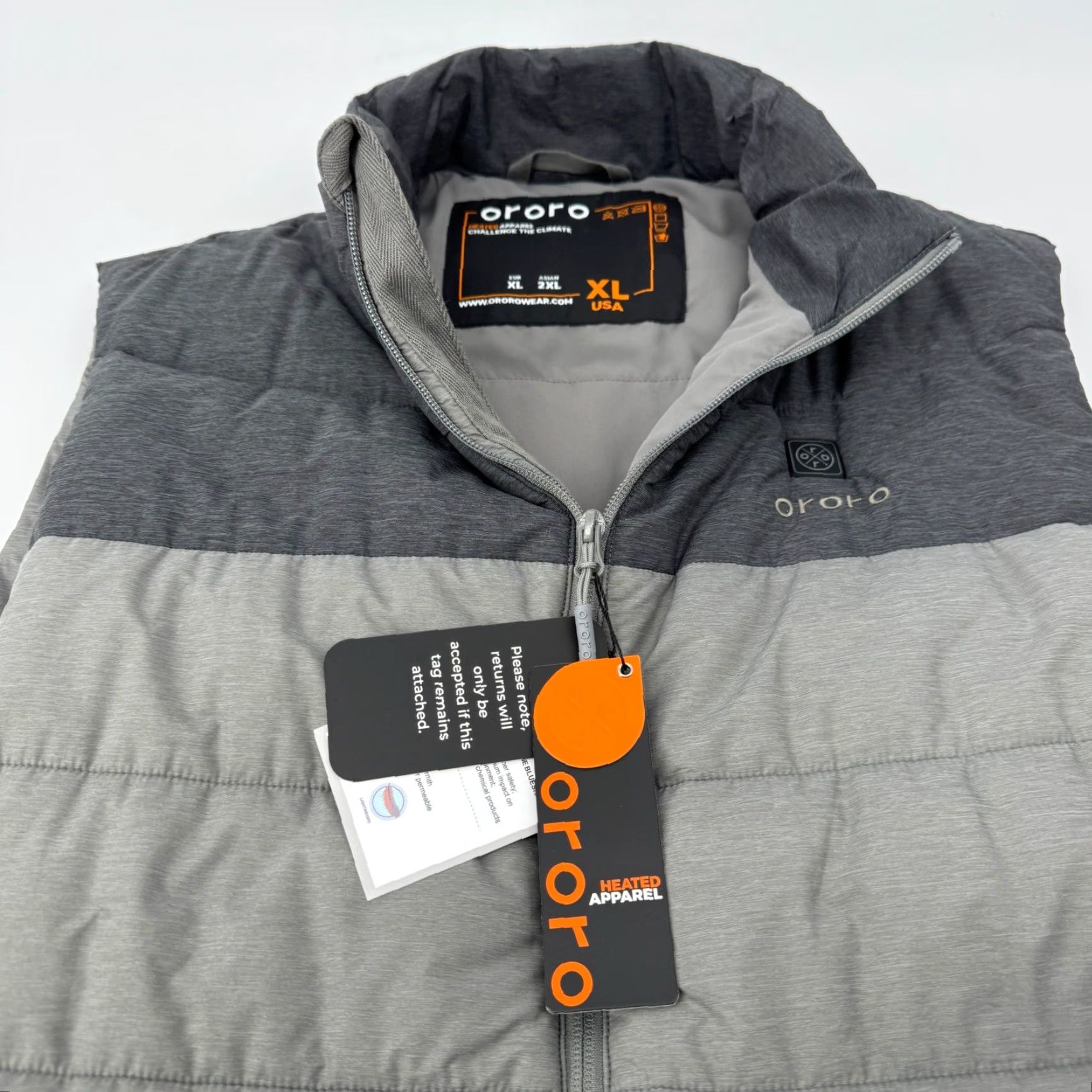 Vintage VINTAGE Ororo NO BATTERY Heated Vest XL Gray Puffer Jacket Stand-Up Collar Men Zip Full Zip Insulated Pockets Outdoor Winter Fall Sports Size US XL / EU 56 / 4 - 6 Thumbnail