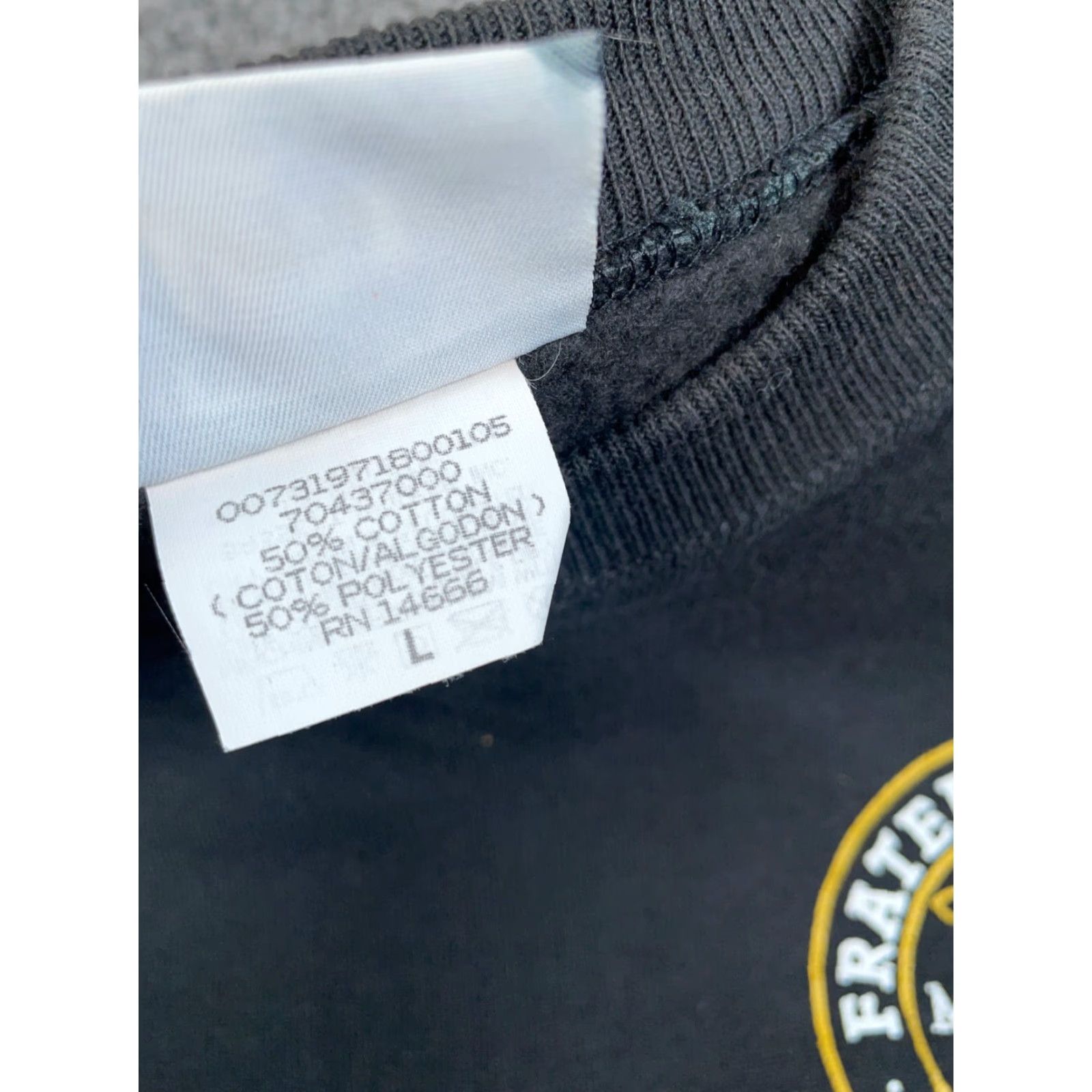 Lee VINTAGE Fraternal Order of Eagles Sweatshirt Lee Adult Large Black Graphic Print 90s Retro Mens Sweatshirt Size US L / EU 52-54 / 3 - 4 Thumbnail