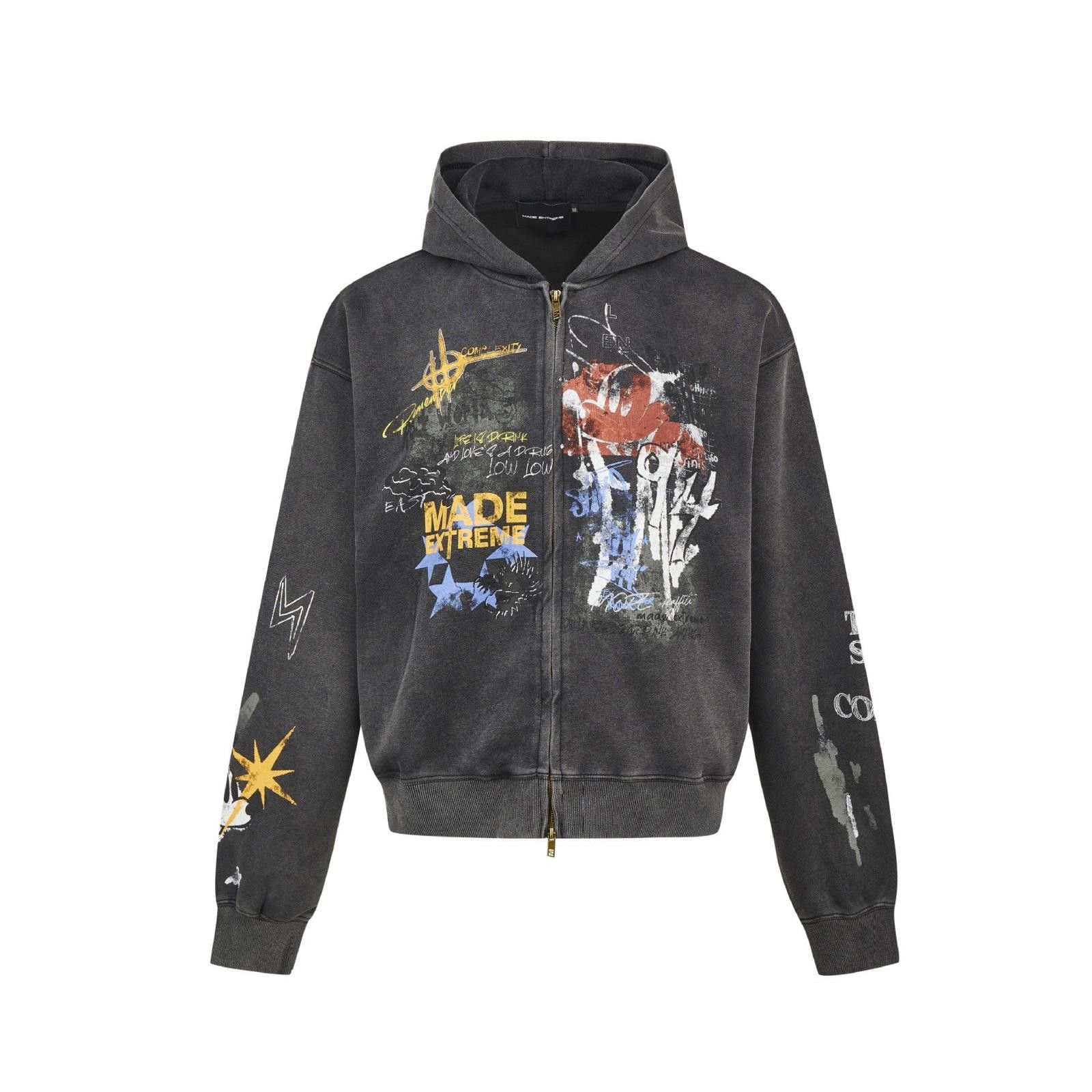 Other Statement Graffiti Paint Splash Print Hoodie Full Zip-Up Size US M / EU 48-50 / 2 - 3 Thumbnail