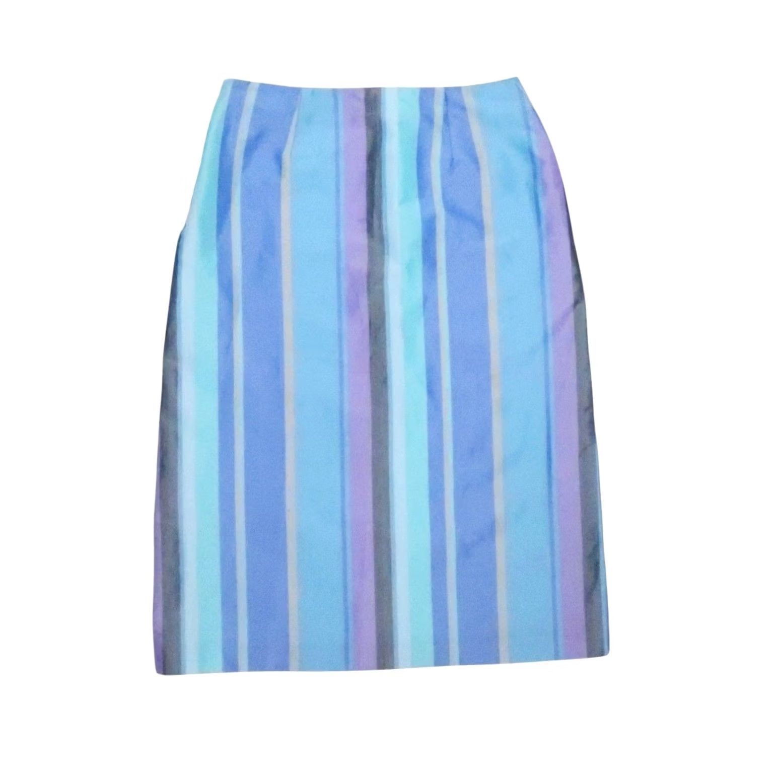 French Connection VINTAGE French Connection Skirt Midi Pencil Striped Blue High Rise 90s Womens Size 2 Size 26" / US 2 / IT 38 - 3 Thumbnail