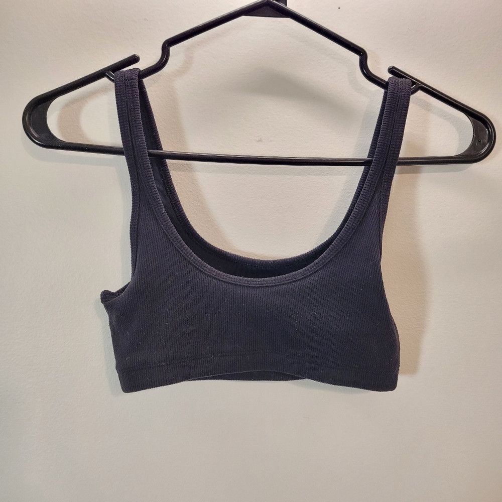 TNA TNA Aritzia XS Black Ribbed Tank Bralette Sports Bra Active Size XS / US 0-2 / IT 36-38 - 2 Thumbnail