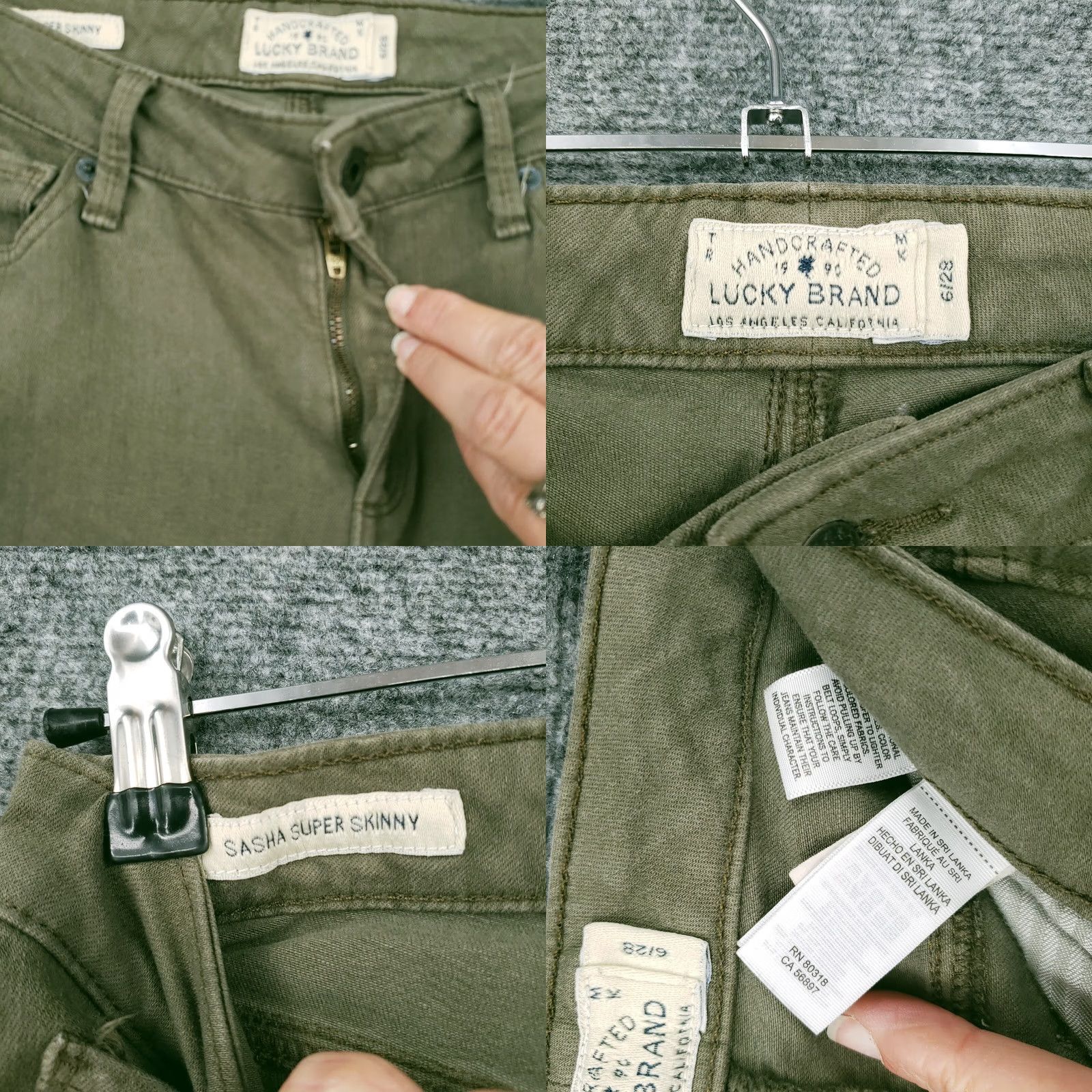 Lucky Brand Lucky Brand Womens Jeans Green Sasha Super Skinny Fit Distressed Raw Hem Size 6 27 Size 28" / US 6 / IT 42 - 8 Thumbnail