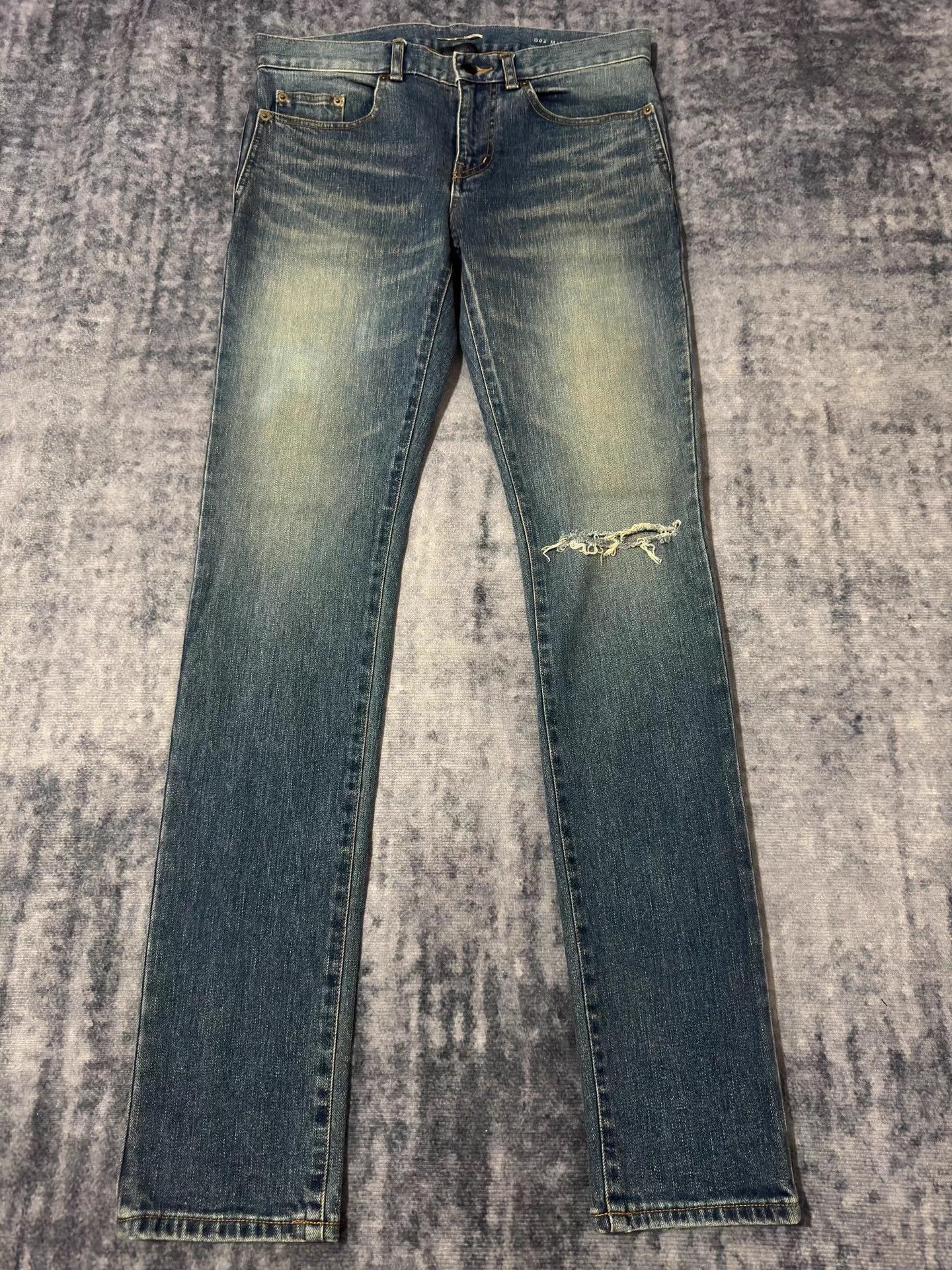 Saint Laurent Paris Blue Distressed Denim Jeans Size US 29 - 1 Thumbnail