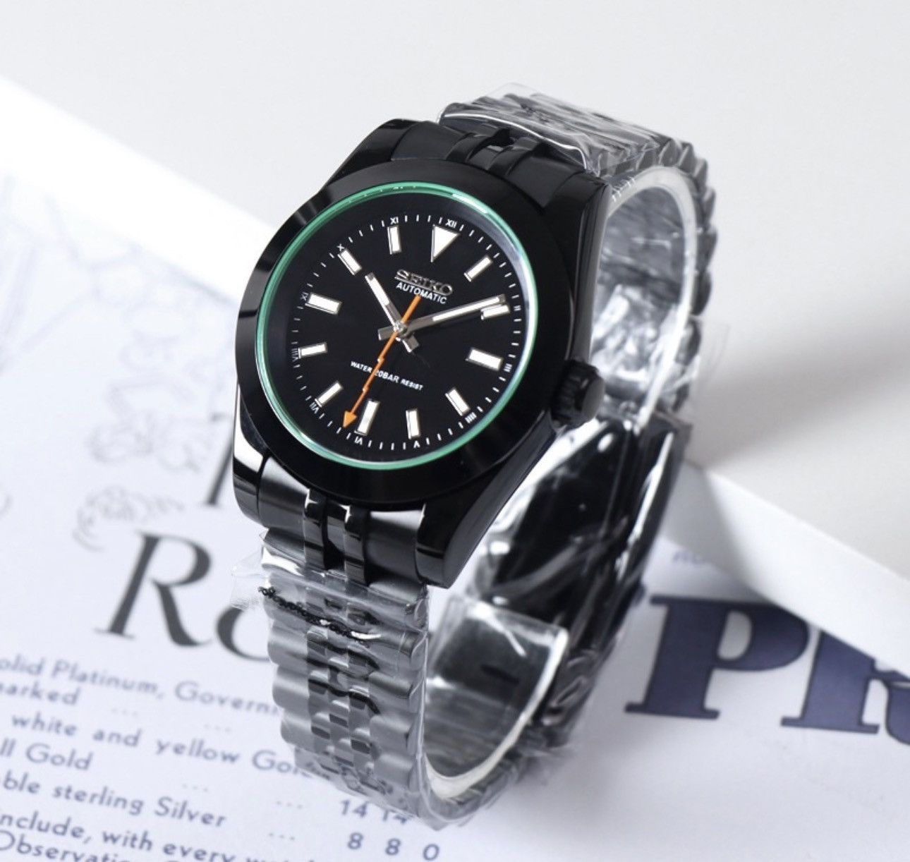 Japanese Brand Seiko Mod Milgauss Black Dial Jubilee Steel Watch NH54 41mm Size ONE SIZE - 2 Thumbnail
