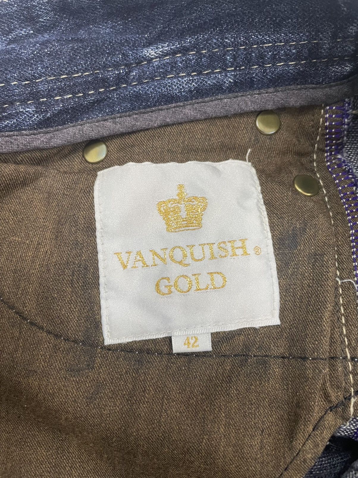 Vanquish Vanquish Gold Distress Flair Jeans Pant Made in Japan Size 31" - 13 Thumbnail