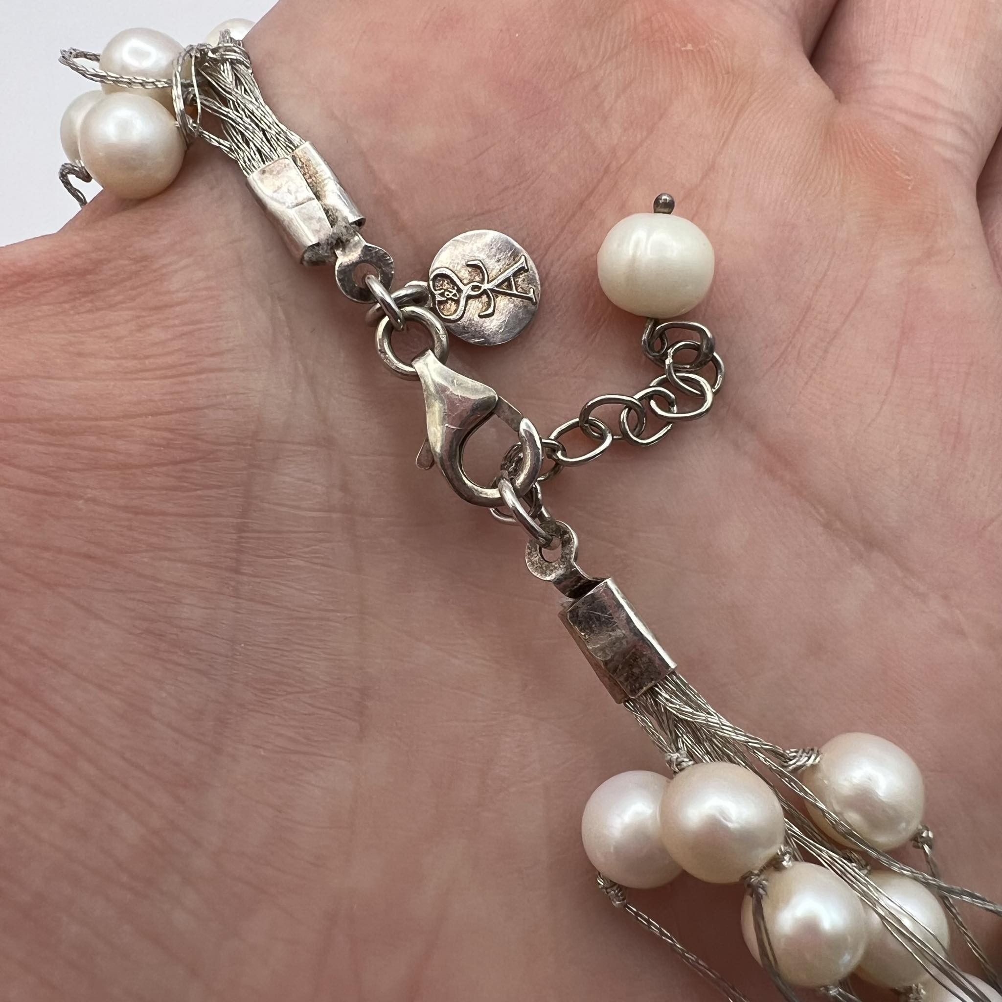 Sterling Silver Vintage Sterling Silver 925 Necklace Mother of Pearl Size ONE SIZE - 4 Thumbnail
