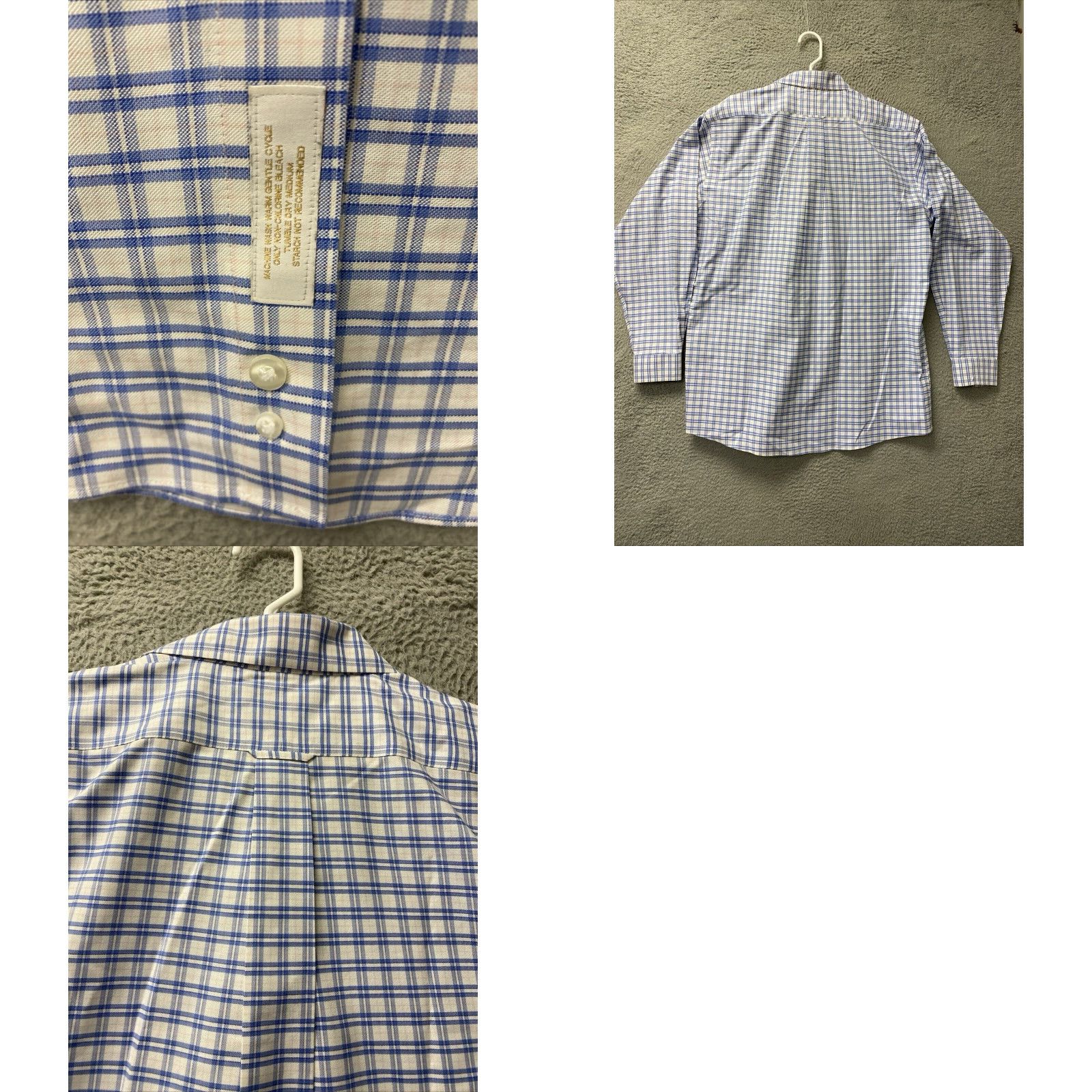 Roundtree & Yorke VINTAGE Roundtree & Yorke Gold Label Dress Shirt Men 18.5 Big & Tall Blue White Check Button-Up Long Sleeve Office Business Casual Size US XXL / EU 58 / 5 - 8 Thumbnail