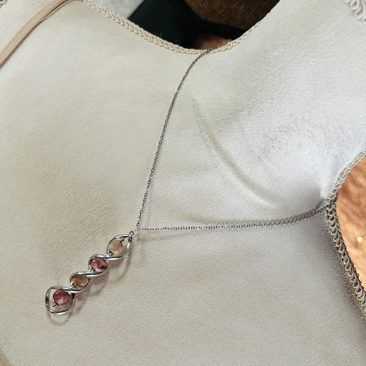 Handmade Handcrafted genuine faceted rhodonite twist cage necklace Size ONE SIZE - 1 Thumbnail