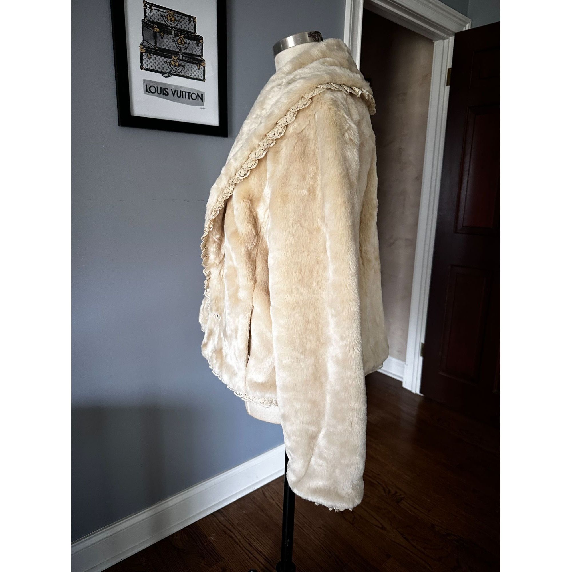 Black Rivet Cream Black Rivet formal festival Jacket Faux fur cream jack Size L / US 10 / IT 46 - 6 Thumbnail