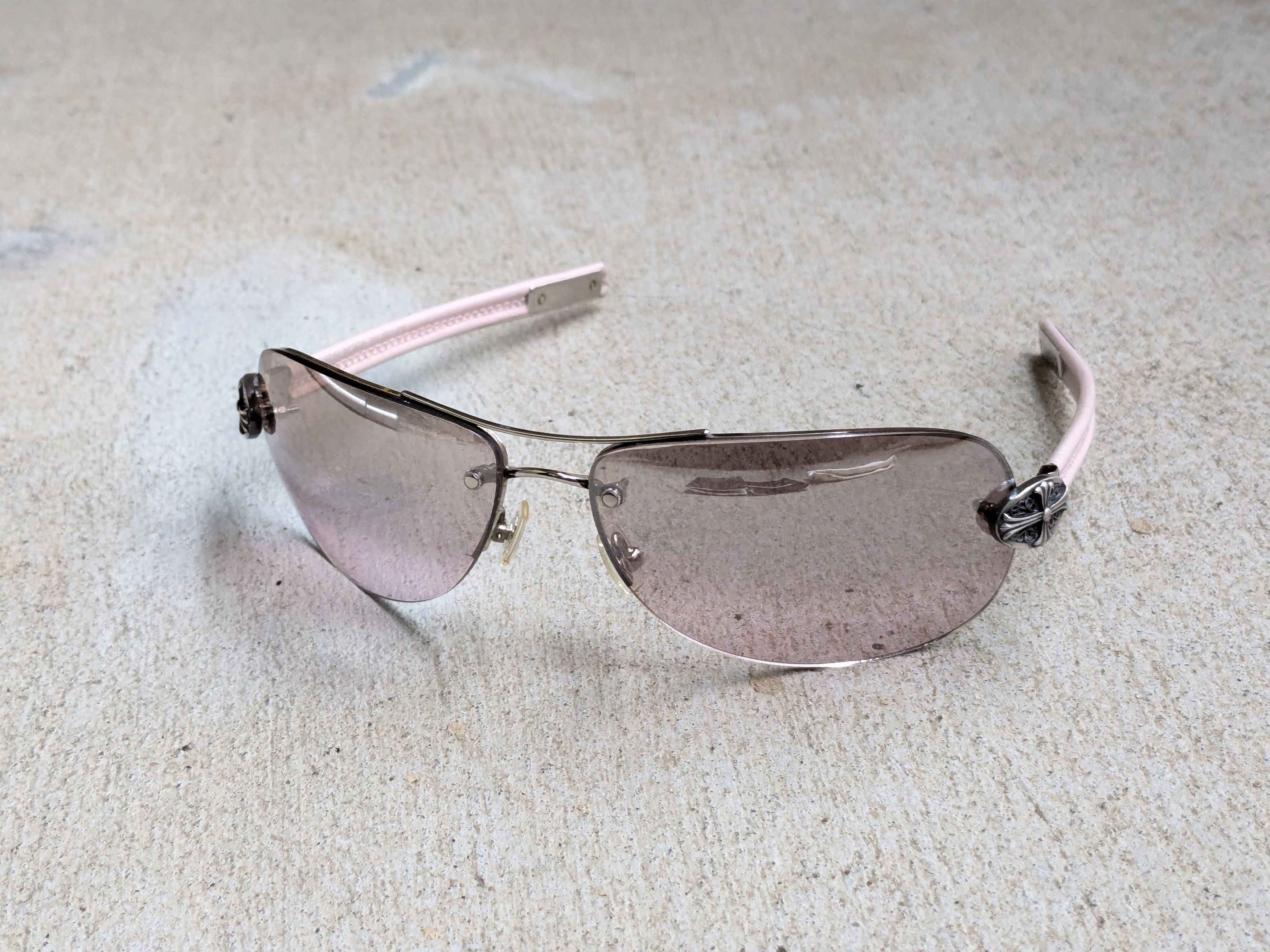 Chrome Hearts Chrome Hearts Classic Oval Sunglasses Pink Leather Sterling Size ONE SIZE - 2 Thumbnail