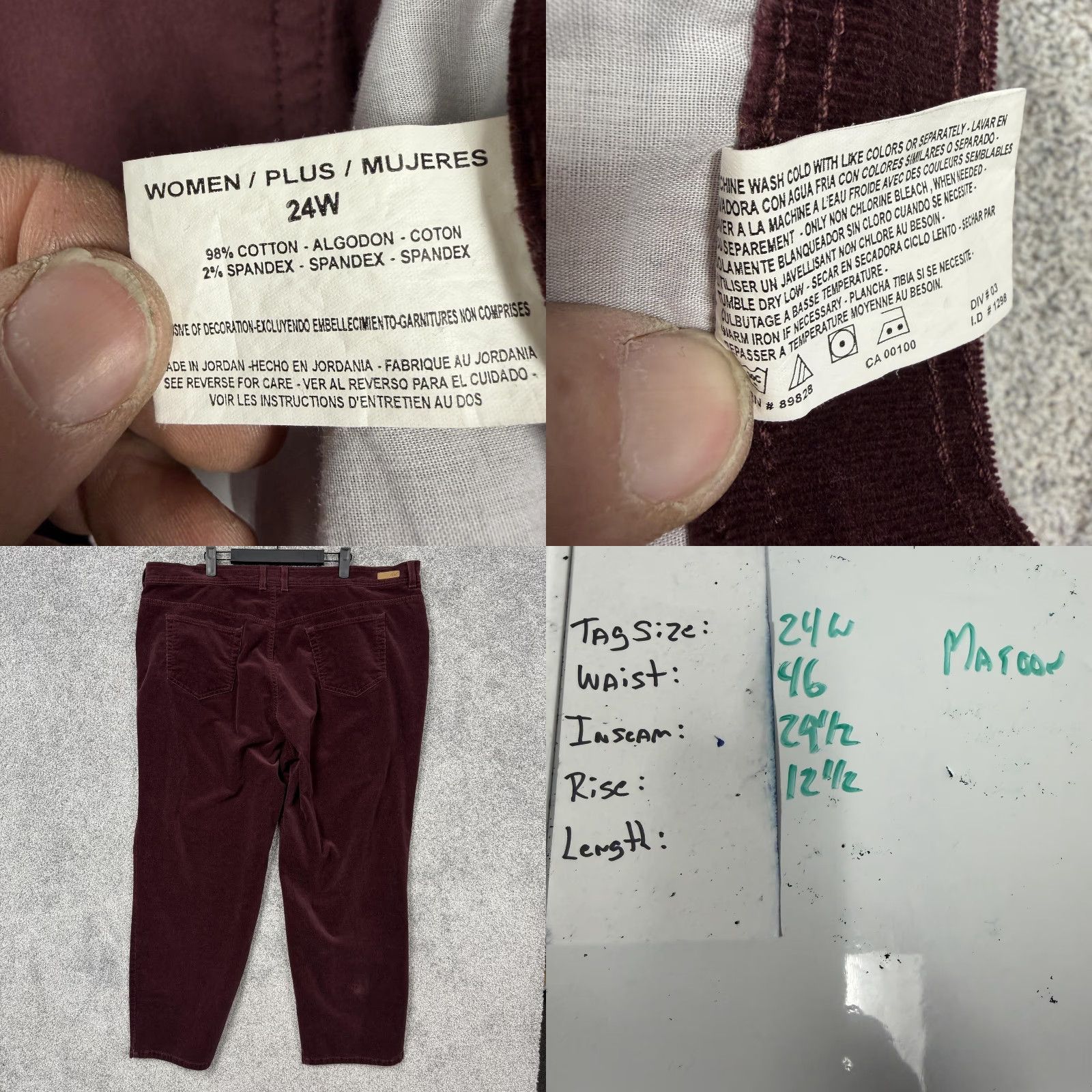 Gloria Vanderbilt Gloria Vanderbilt Pants 24W Maroon Corduroy Coastal Grandmacore Dark Academia Size 42" / US 20 - 8 Thumbnail