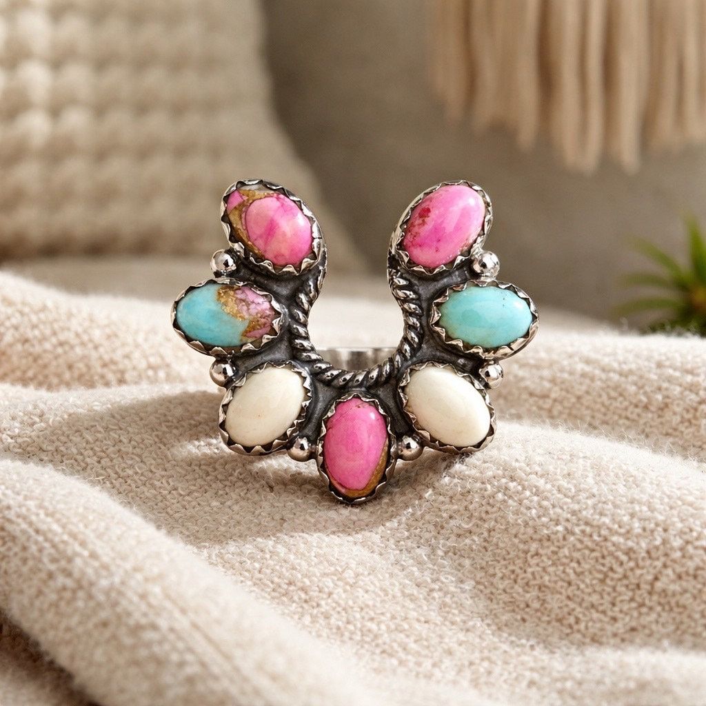 & Other Stories Cotton Candy Naja Sterling Silver Handmade Ring Adjustable Size ONE SIZE - 4 Thumbnail