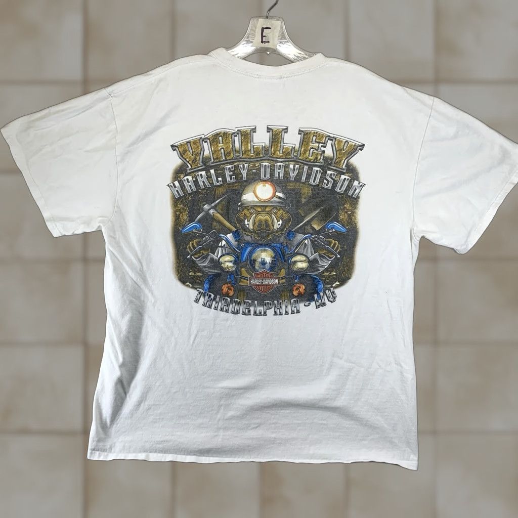 Harley Davidson Harley-Davidson Men T-Shirt Large White Biker Motorcycle Coal Miner 2000s Y2K Size US L / EU 52-54 / 3 - 1 Thumbnail