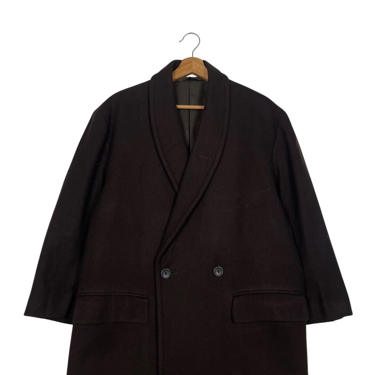 Issey Miyake Vintage 80s Issey Miyake Double Breasted Wool Overcoat Size US M / EU 48-50 / 2 - 3 Thumbnail