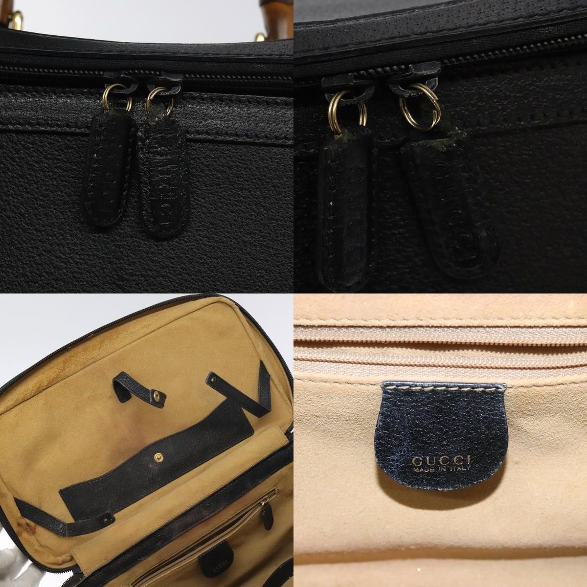 Gucci GUCCI Bamboo Handbag Leather Black Gold 013 122 013 122 Size ONE SIZE - 11 Thumbnail