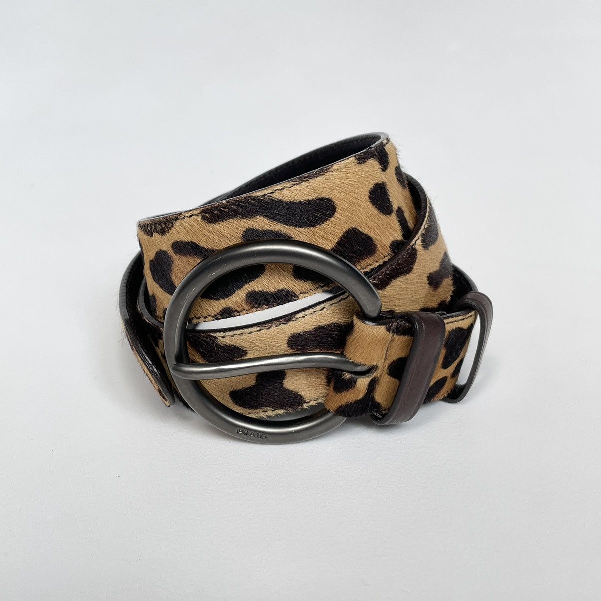 PRADA leopard-panel belt SS25 新作 ★ Prada Leopard Print Horse Hair 3.5cm Belt | Grailed