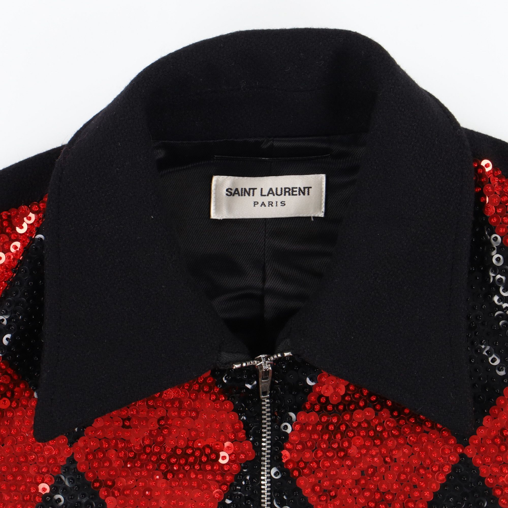 Saint Laurent Paris Sequin Embellished Wool and Leather Bomber Jacket Size US S / EU 44-46 / 1 - 5 Thumbnail