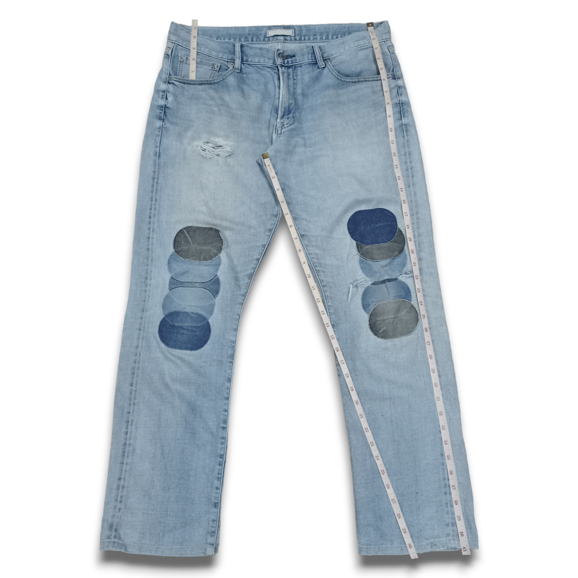Japanese Brand × Uniqlo Vintage Uniqlo Selvedge Patched Loose Jeans 36x31 Size US 36 / EU 52 - 9 Thumbnail