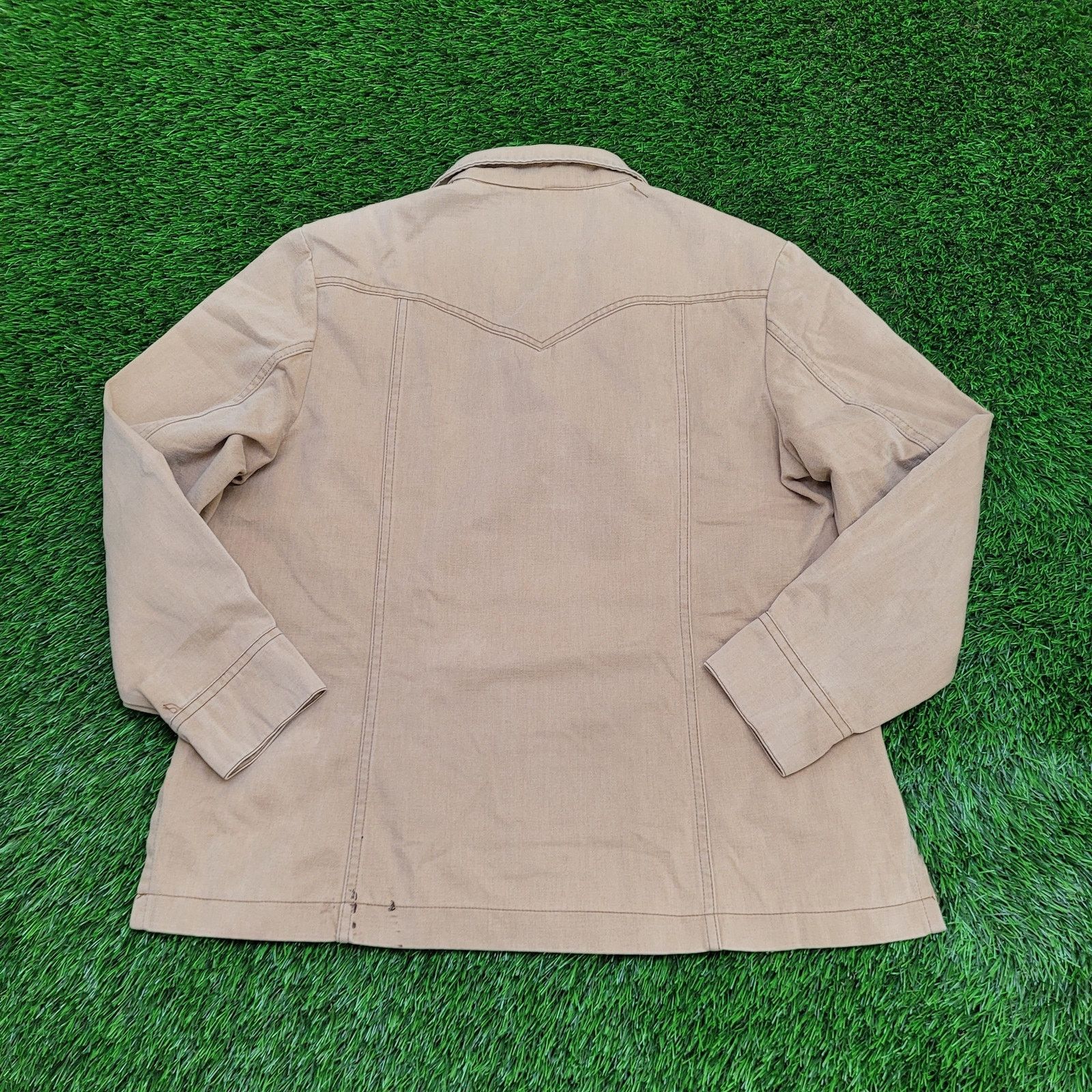 Lee Vintage 60s Lee Snap Button Shirt XL 24x29 Khaki Brown USA Size US XL / EU 56 / 4 - 2 Thumbnail