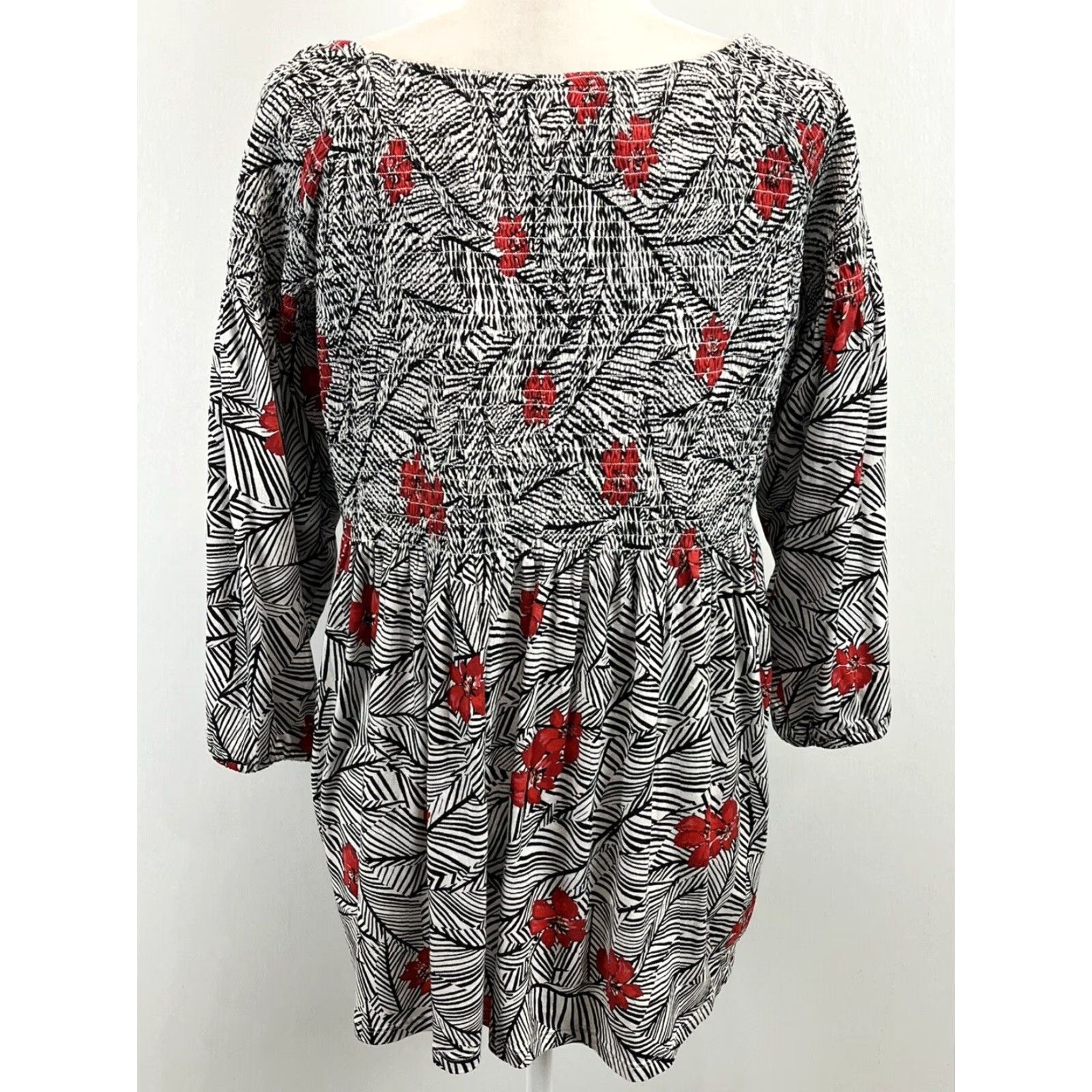 J. Jill J. Jill Floral Peasant Blouse Medium Multicolor 3/4 Sleeve Off Shoulder Tunic Top Women Size L / US 10 / IT 46 - 3 Thumbnail