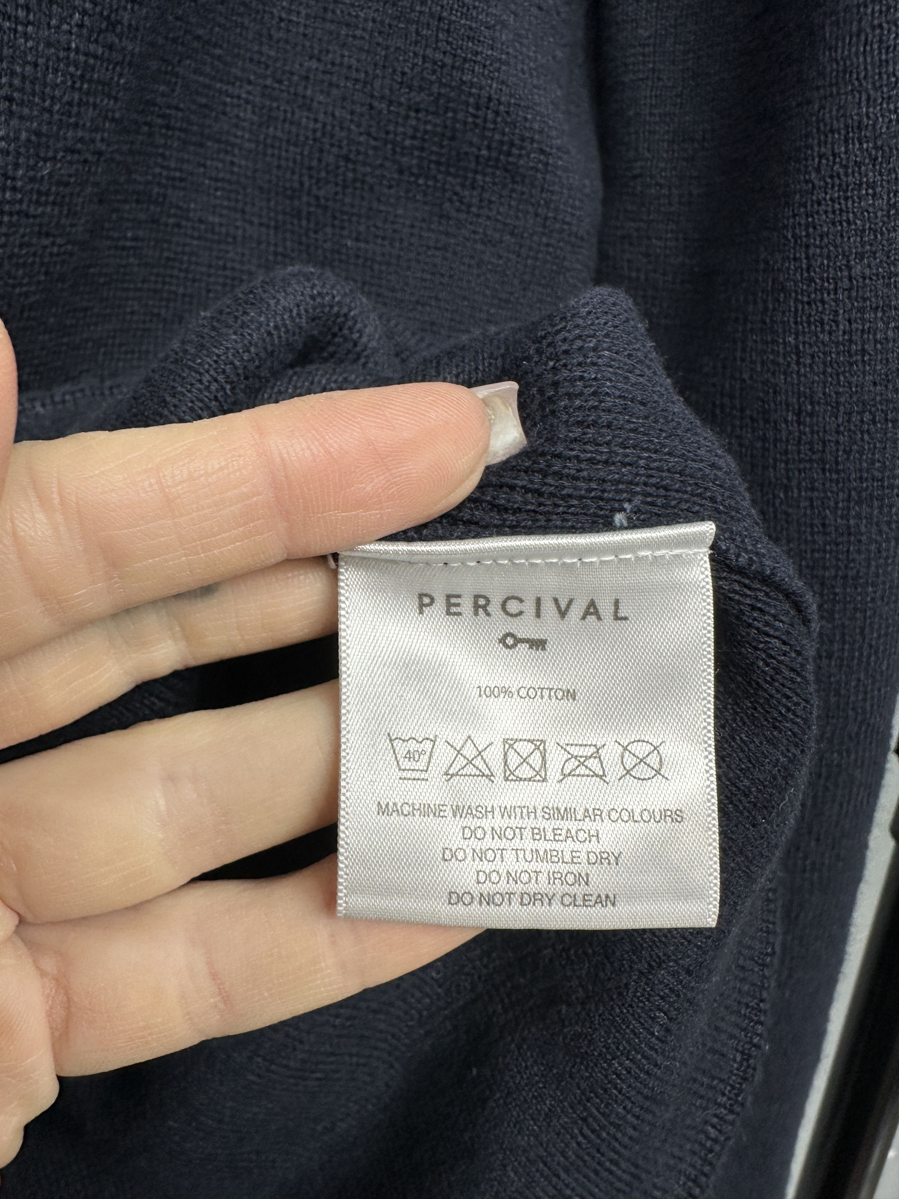 Percival Percival Mens Full Zip Knit Sweater Old Money Size US L / EU 52-54 / 3 - 4 Thumbnail