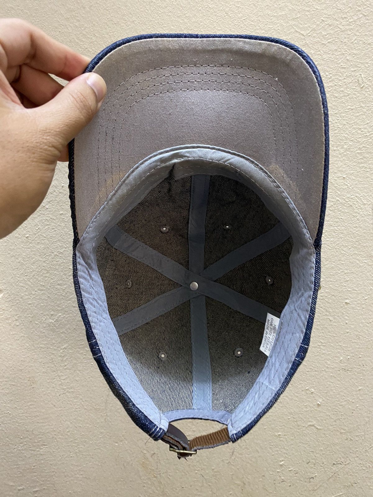 Japanese Brand Japan Brand Rhinestones Blue Denim Distressed Bling Cap Size ONE SIZE - 5 Thumbnail