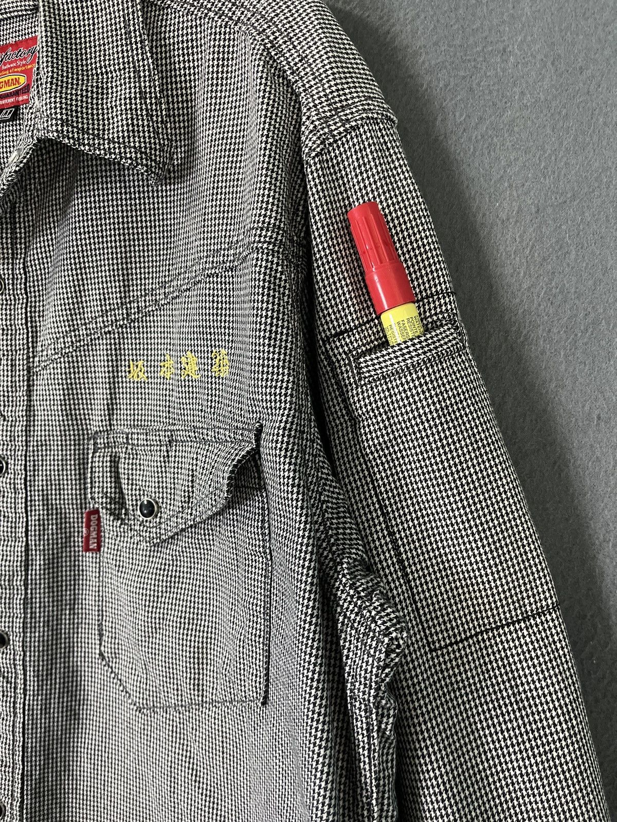 Japanese Brand Dogman Pearl Snap Button Houndstooth Long Sleeves Size US L / EU 52-54 / 3 - 9 Thumbnail