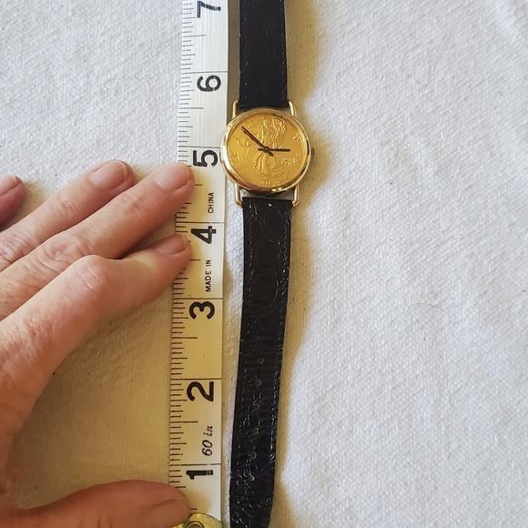 Designer 1986 Vintage Walking Liberty Men's Wristwatch Black Leather Size ONE SIZE - 6 Thumbnail