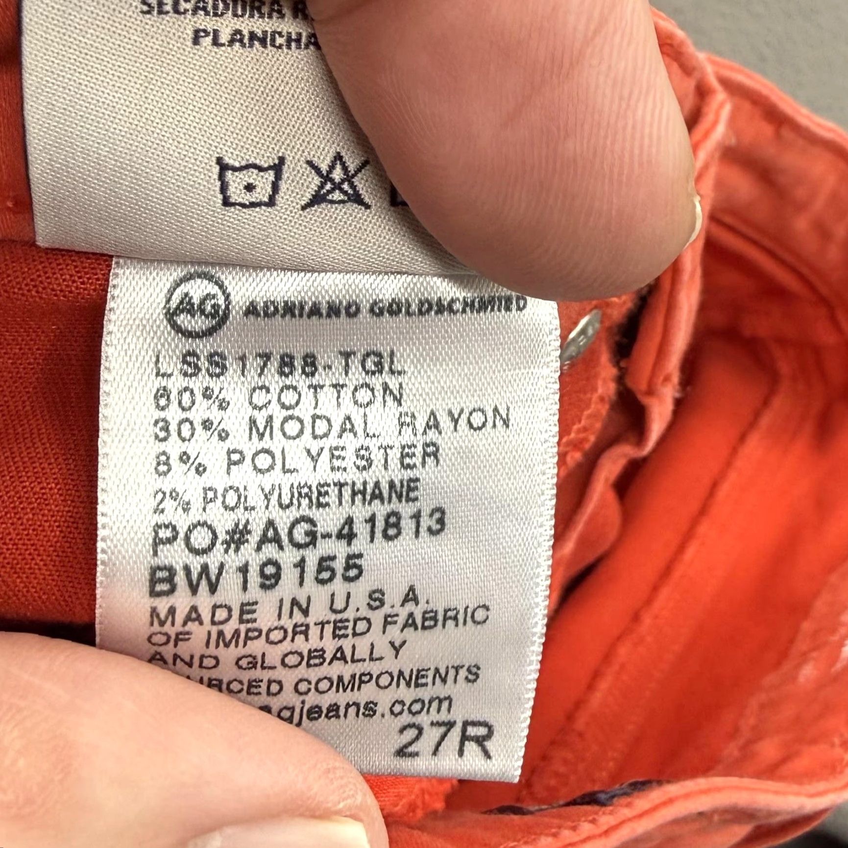 Vintage AG Adriano Goldschmied Jeans Abbey Ankle Mid Rise Super Skinny Orange 27 Womens Jeans Slim Pocket Stretch City 28.5 Inseam Size 27" / US 4 / IT 40 - 6 Thumbnail