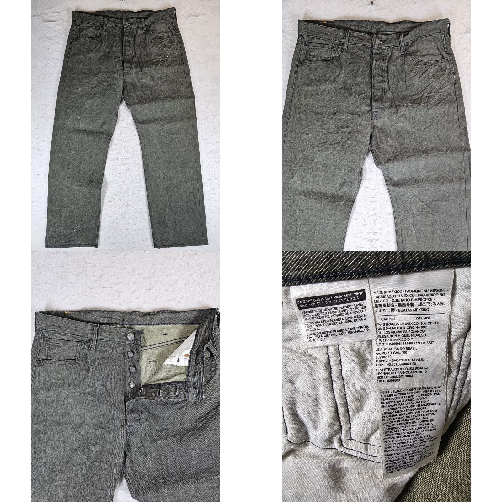 Levi's VINTAGE Levi's 501 Jeans Straight Leg Denim Jeans Button Fly Dark Green Mens 38x30 Regular Inseam 30 in 90s Retro Size US 38 / EU 54 - 8 Thumbnail