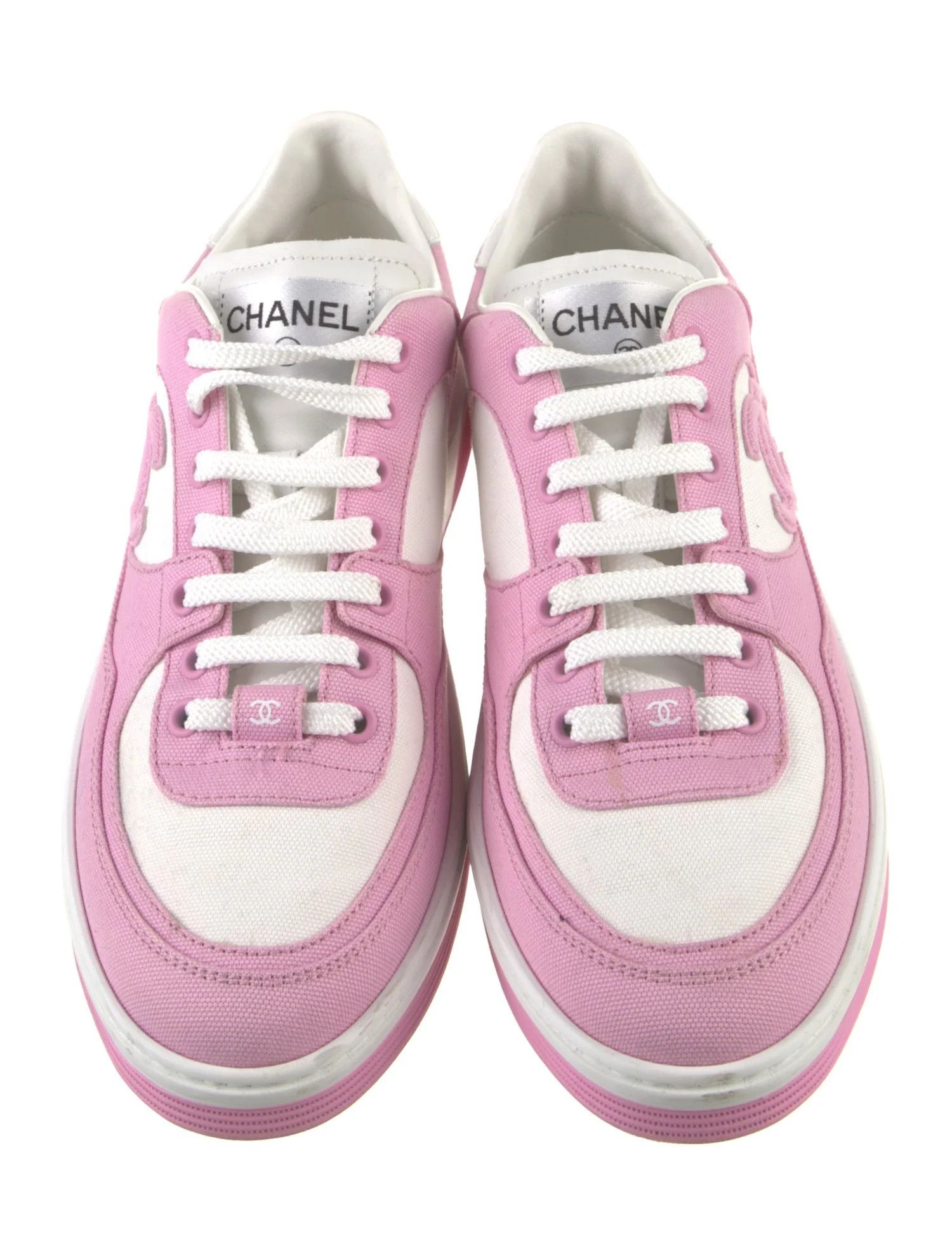 Chanel os11x0126 CC Logo Sneakers in Pink/White Size US 5 / IT 35 - 2 Thumbnail