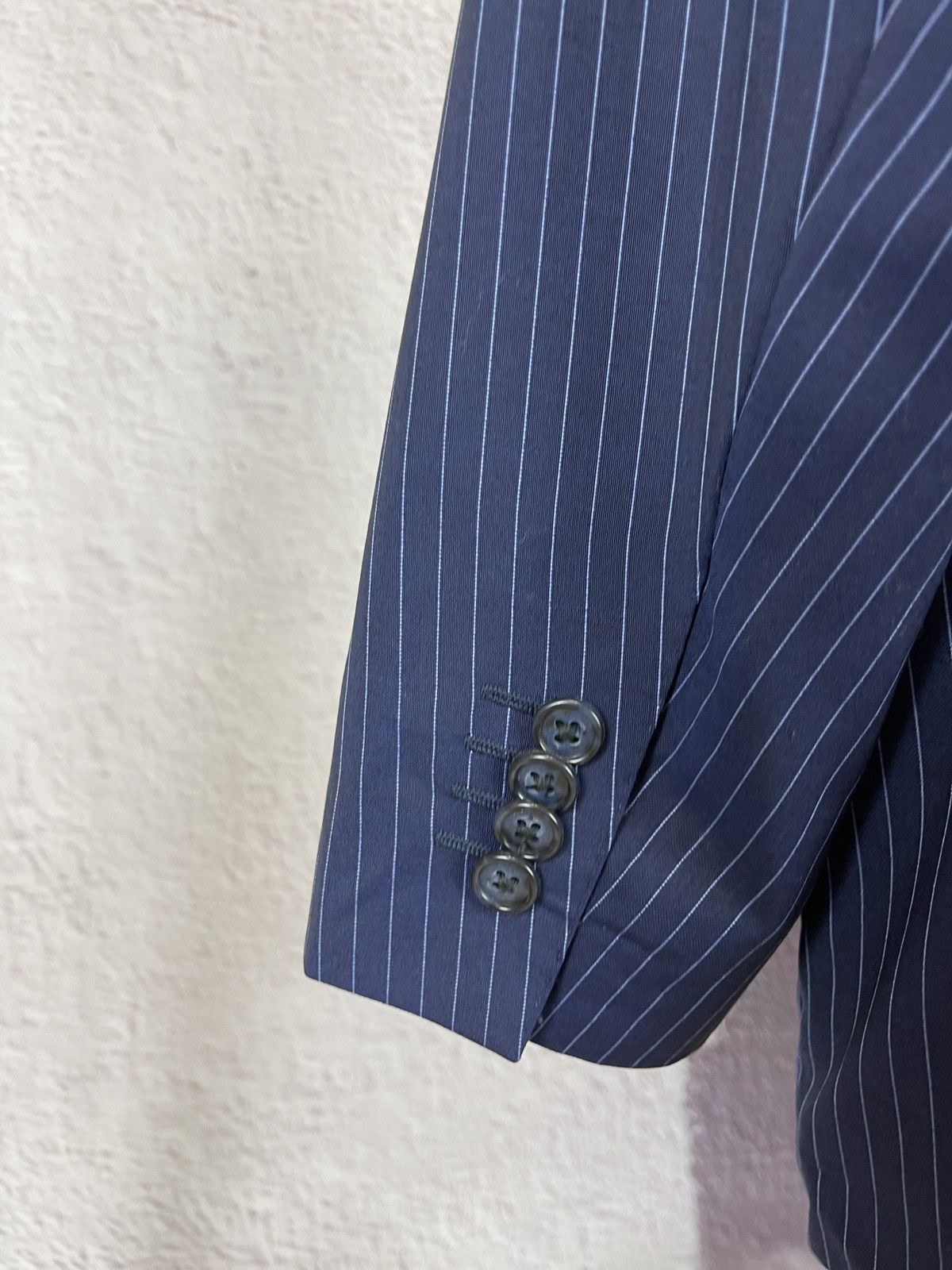 Corneliani blue striped wool mohair 2 button blazer