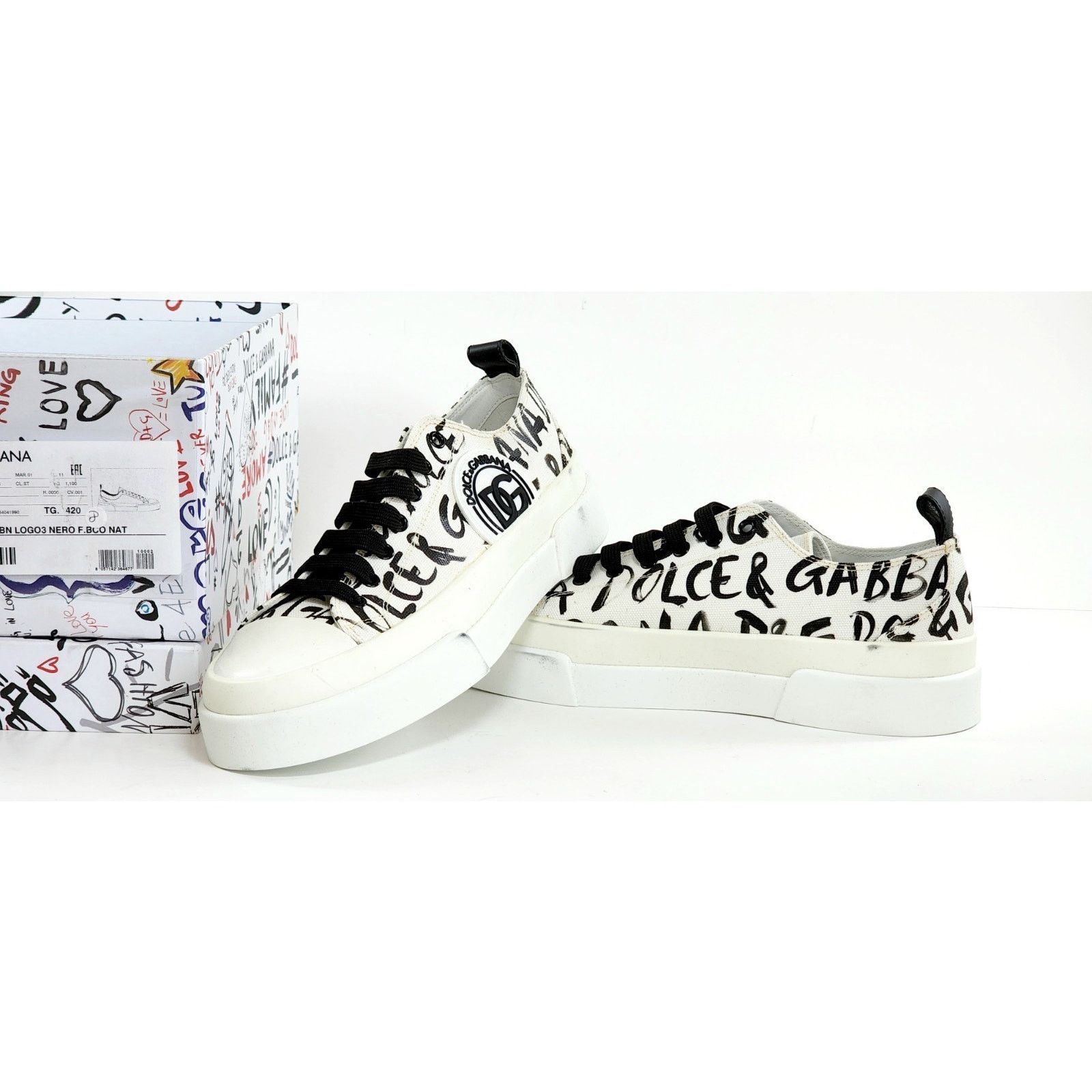 Dolce & Gabbana DOLCE & GABBANA PORTOFINO Crystal DG Logo White US 9. EU 42 Size US 9 / IT 39 - 1 Thumbnail