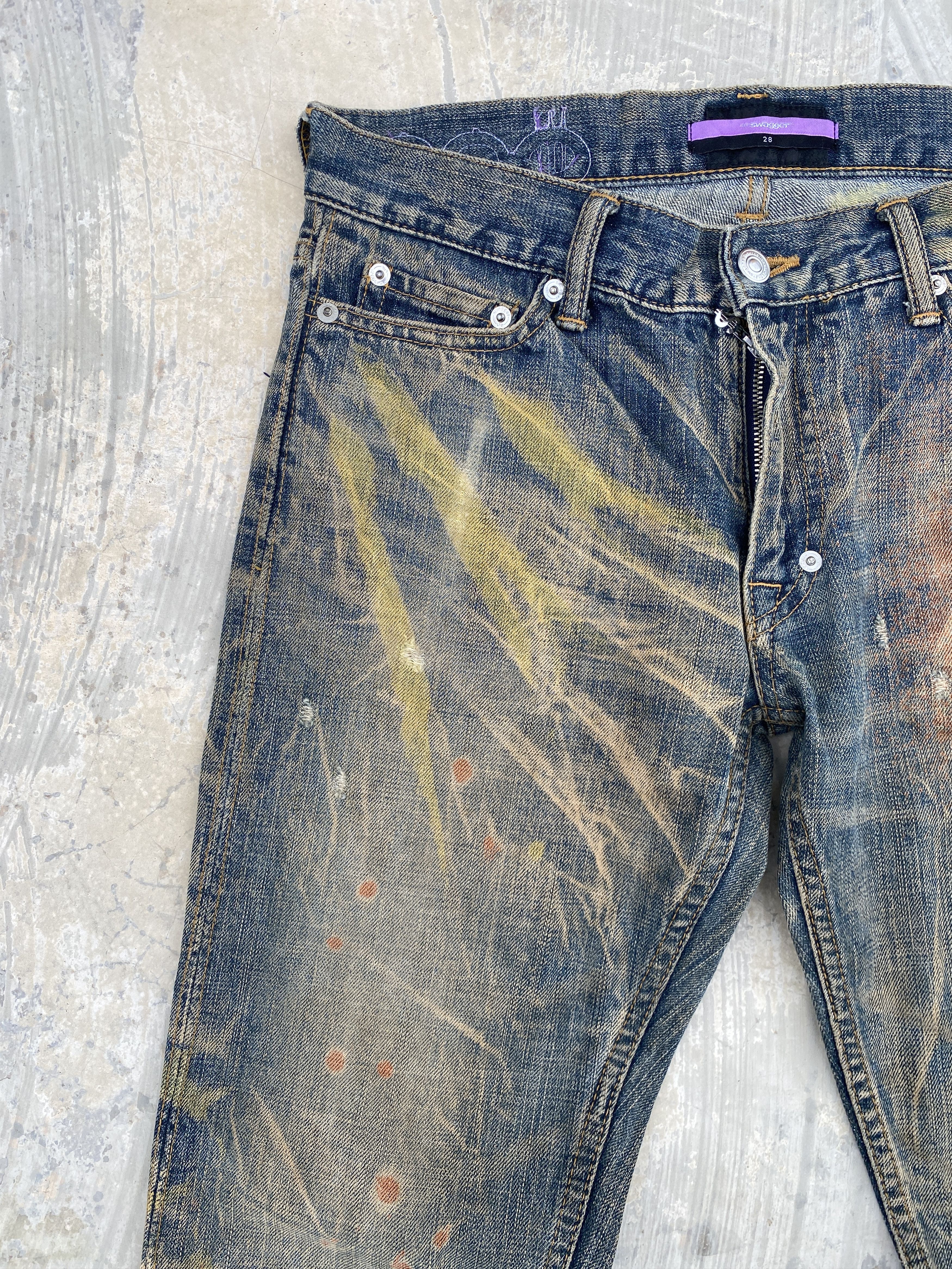 Japanese Brand Swagger Dirty Colourful Wash Selvedge Distressed Jeans Size US 28 / EU 44 - 2 Thumbnail