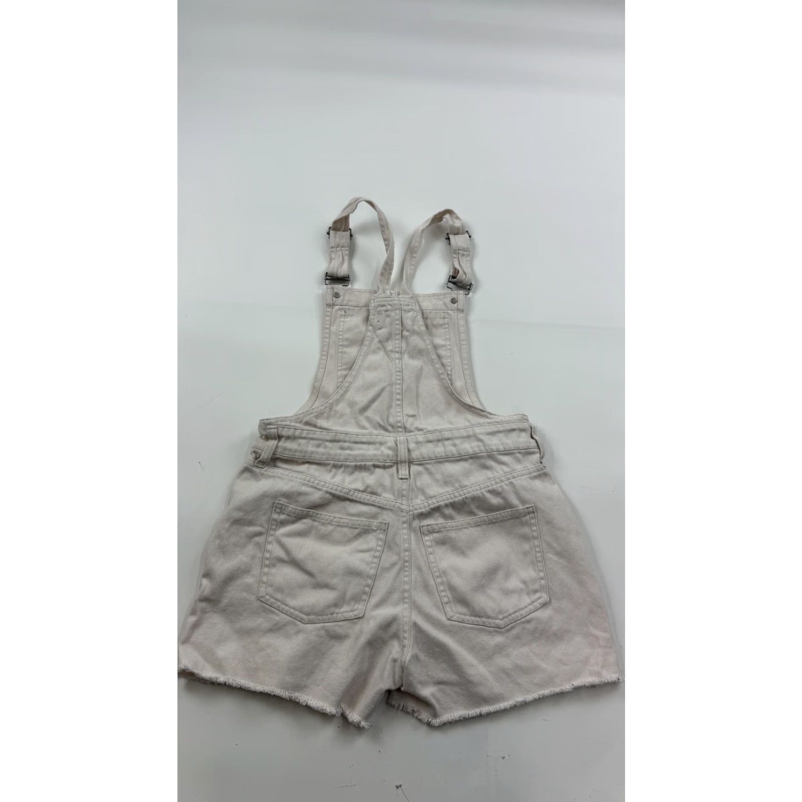 Madewell VINTAGE Madewell Overalls Shorts Womens XS Ecru Denim Raw Hem Frayed Side Zip Shortalls Size 26" / US 2 / IT 38 - 6 Thumbnail
