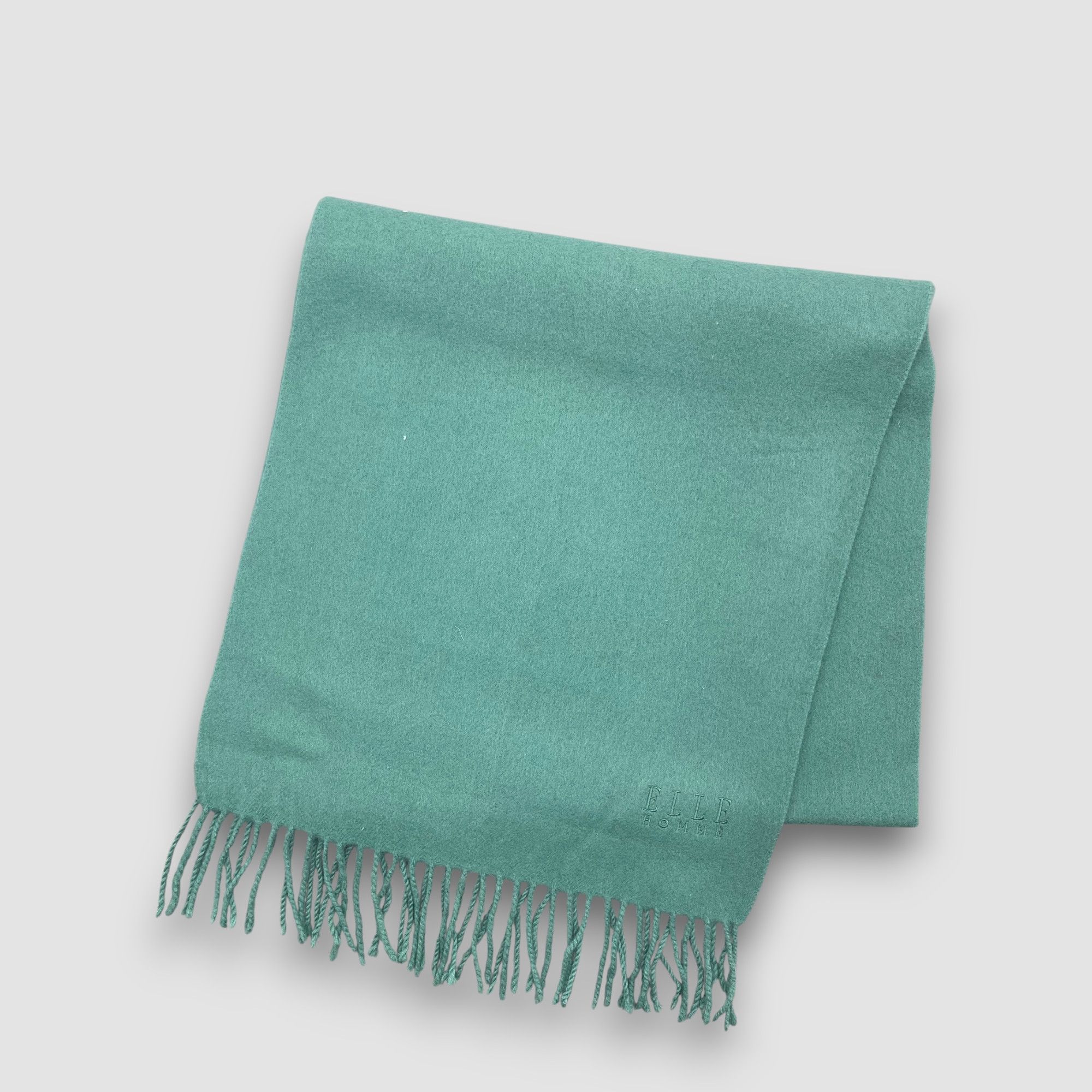 Japanese Brand Vintage Elle Homme Scarf Muffler Wool Winter Fringe Scarves Size ONE SIZE - 3 Thumbnail