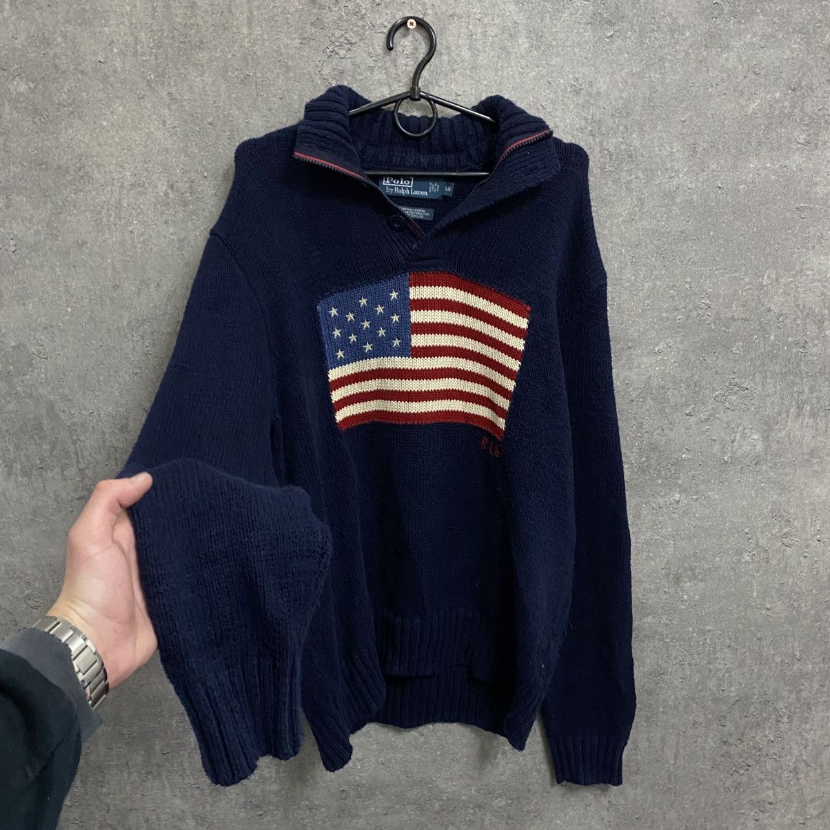 Polo Ralph Lauren Vintage Polo Ralph Lauren USA Flag 1/4 Zip Sweater Size US L / EU 52-54 / 3 - 2 Thumbnail