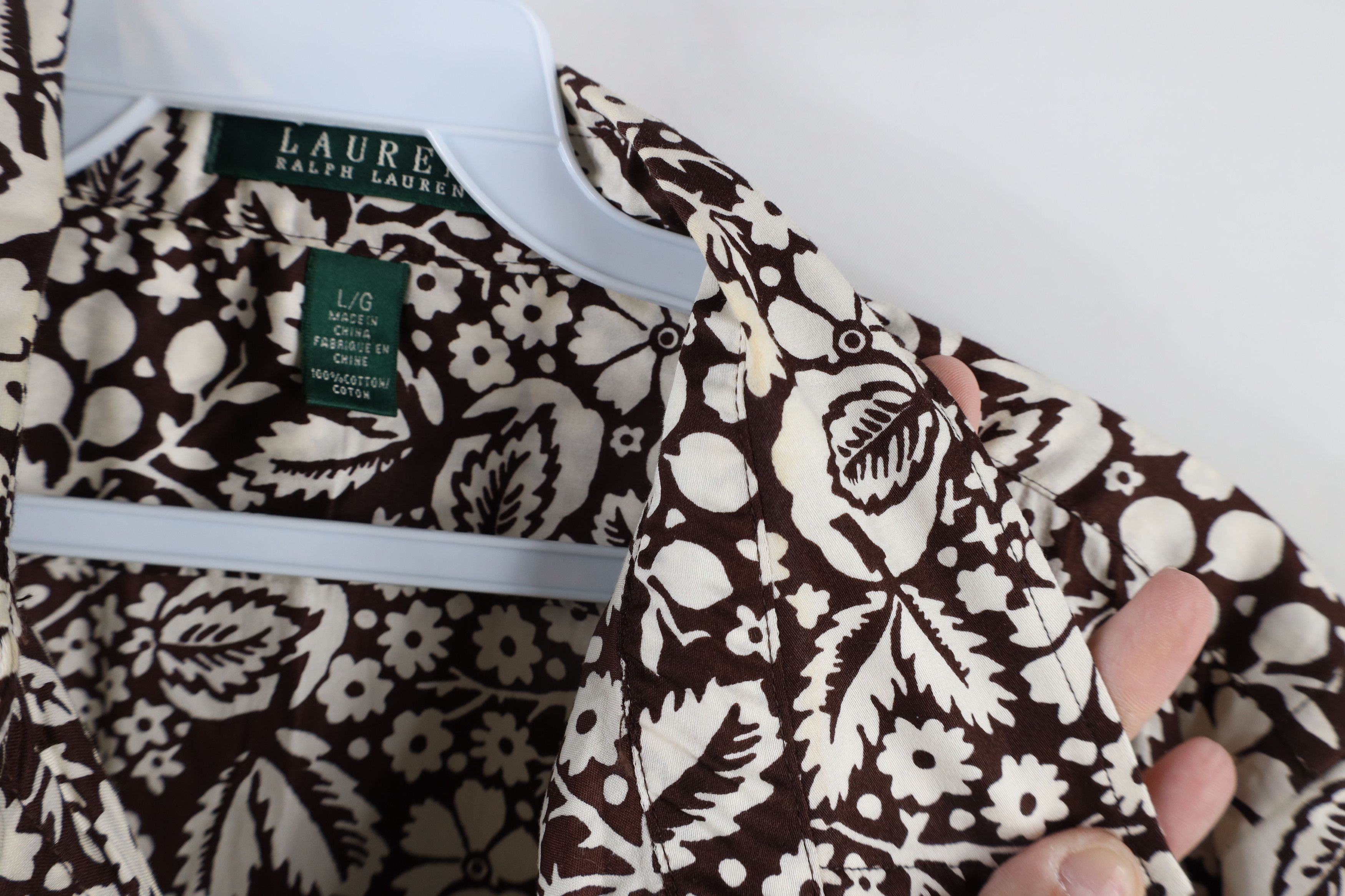 Ralph Lauren × Vintage Vintage 90s Ralph Lauren Flower All Over Print Button Shirt Size L / US 10 / IT 46 - 7 Thumbnail