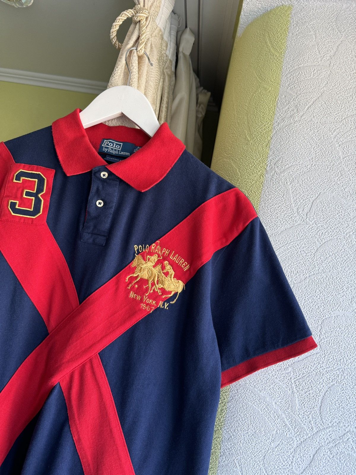 Polo Ralph Lauren Vintage Polo Ralph Lauren New York Number 3 Logo Polo Shirt Size US XL / EU 56 / 4 - 6 Thumbnail
