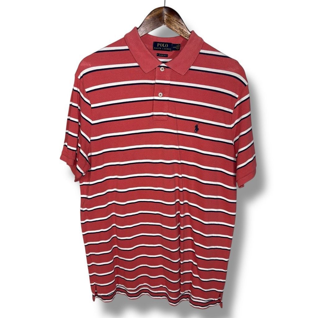 Polo Ralph Lauren Polo Ralph Lauren Salmon Red & White Pique Polo Shirt Size L Size US L / EU 52-54 / 3 - 1 Thumbnail