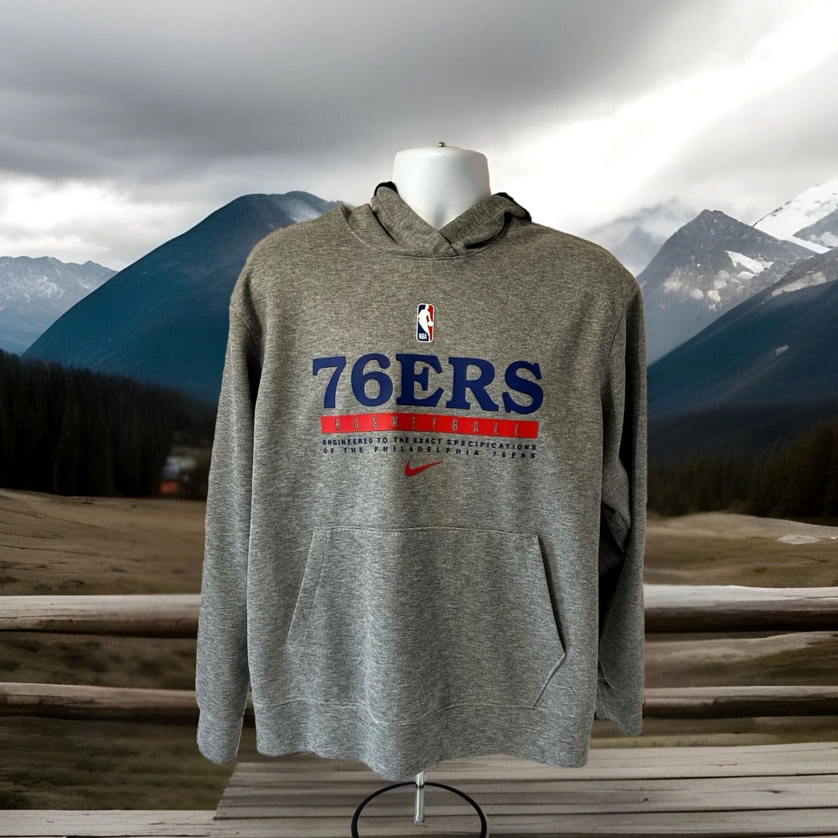 Nike Nike Hoodie Men L Gray 76ers Dri Fit CN3872-063 NBA Sportswear Basketball Logo Graphic Print Hoodie Mens Large Heather Gray Size US L / EU 52-54 / 3 - 5 Thumbnail