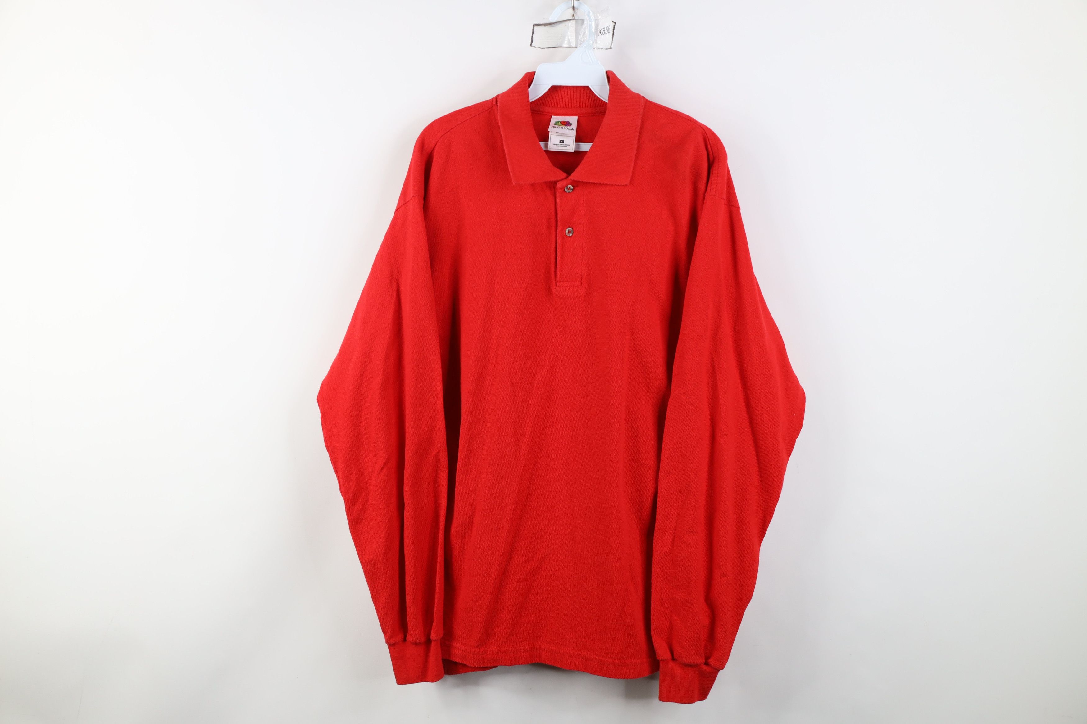 Vintage Vintage 90s Streetwear Long Sleeve Rugby Polo Shirt Red Size US L / EU 52-54 / 3 - 1 Thumbnail