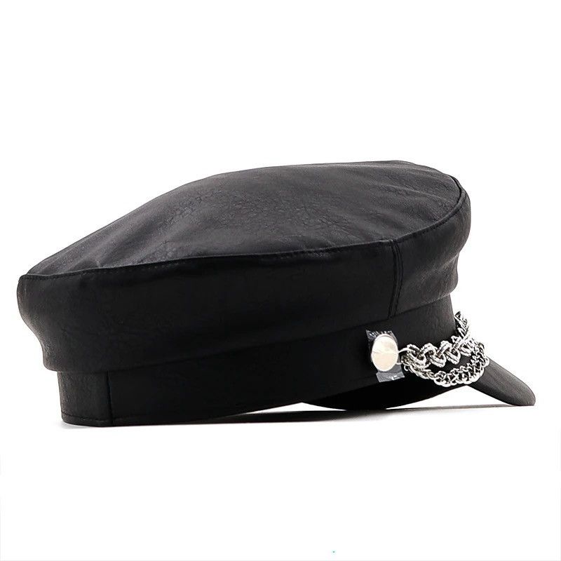Other Winter Beret Hat Leather Flat Top Cap Size ONE SIZE - 2 Thumbnail