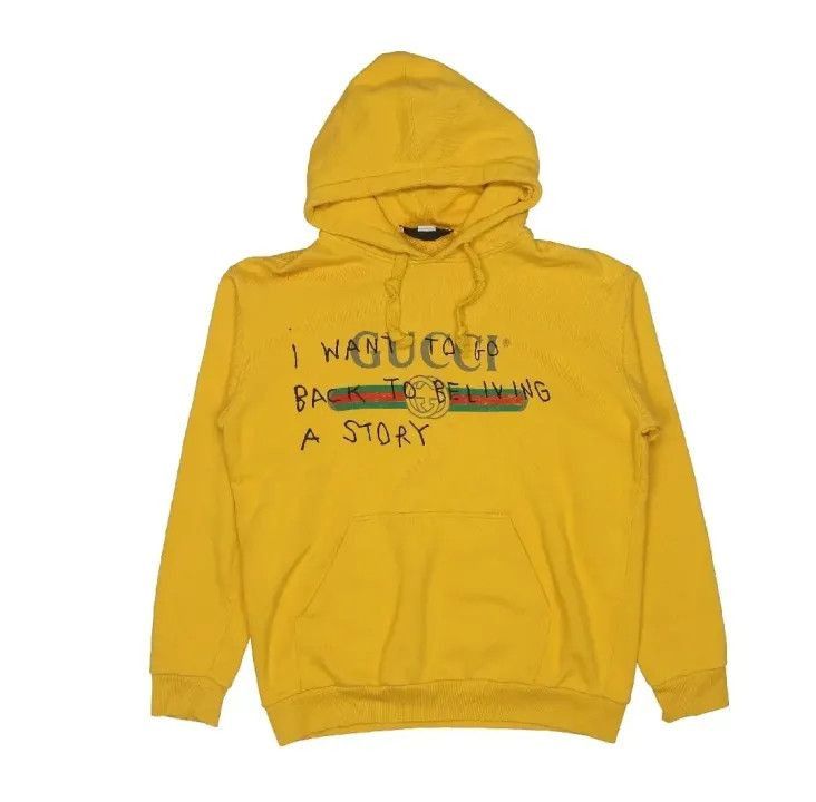 Gucci Gucci Gucci Graffiti Print Yellow Hoodie -2506 Size US M / EU 48-50 / 2 - 1 Thumbnail