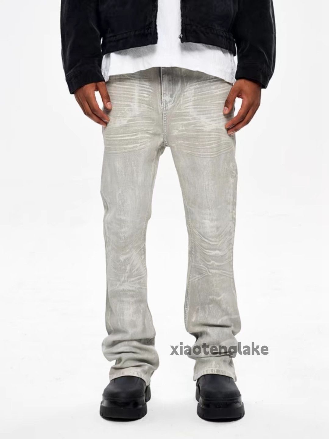 Jean × Vintage washed faded utility punk grunge stain paint flared jeans Size US 34 / EU 50 - 4 Thumbnail