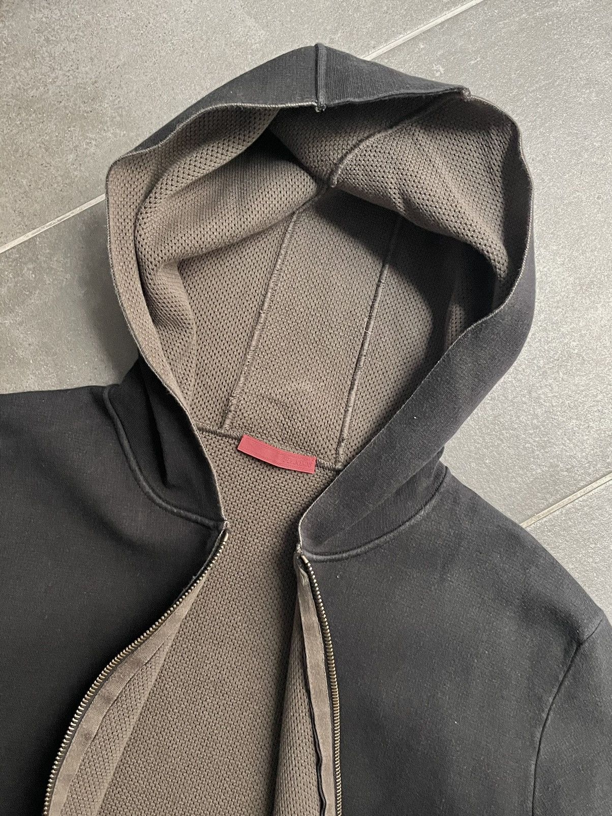 Prada Mens Black Cotton Re Nylon Logo Full Zip Hoodie Size M