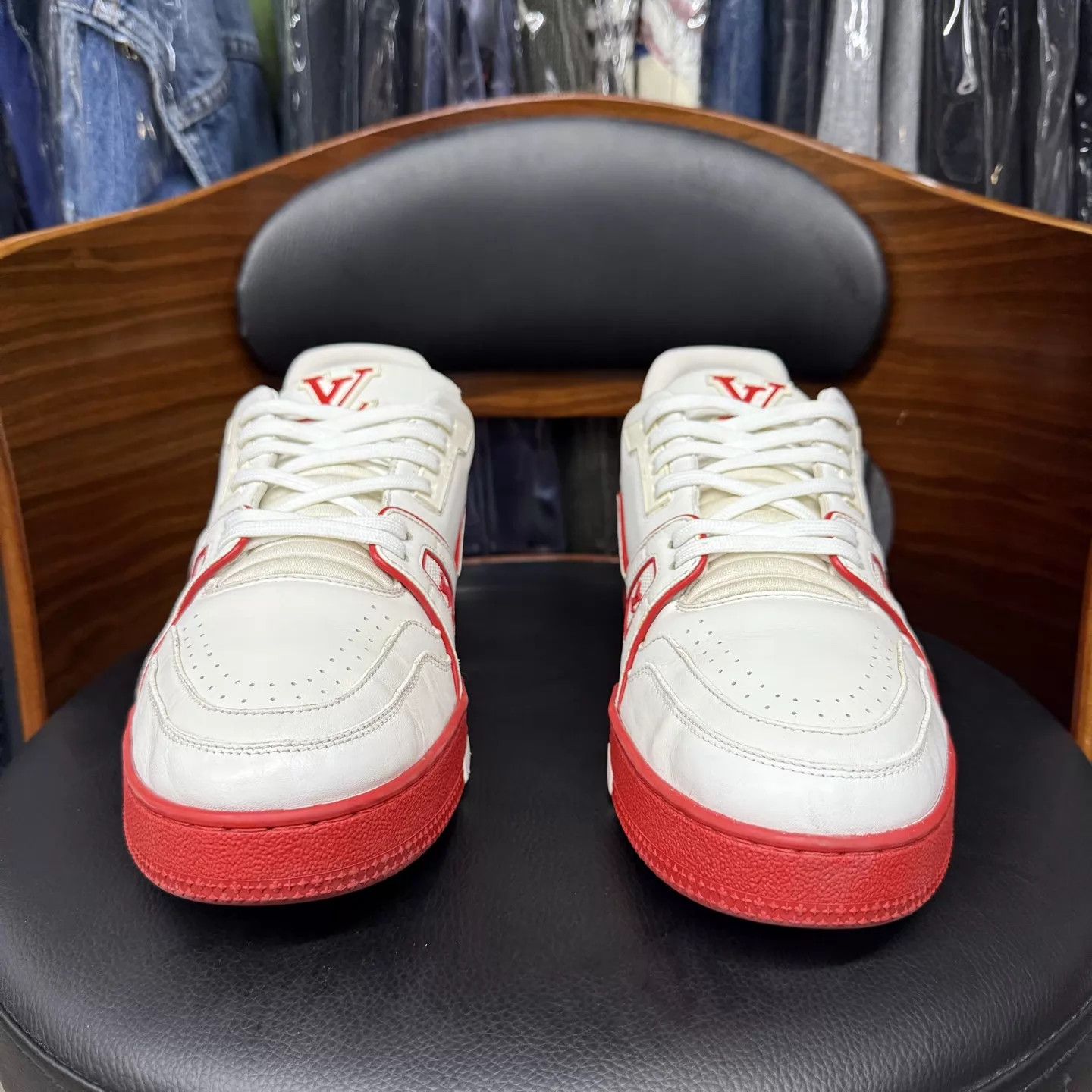 Louis Vuitton LV Trainer White/Red US 8 / EU 42 97 New Size US 9 / EU 42 - 2 Thumbnail