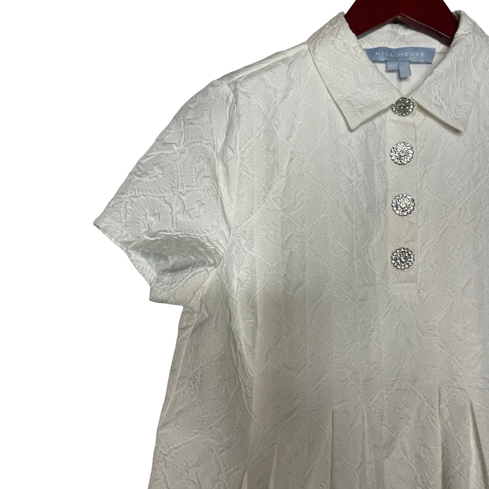 Hill House Hill House Rosalind White Jacquard Rhinestone Button Dress Size XS / US 0-2 / IT 36-38 - 4 Thumbnail