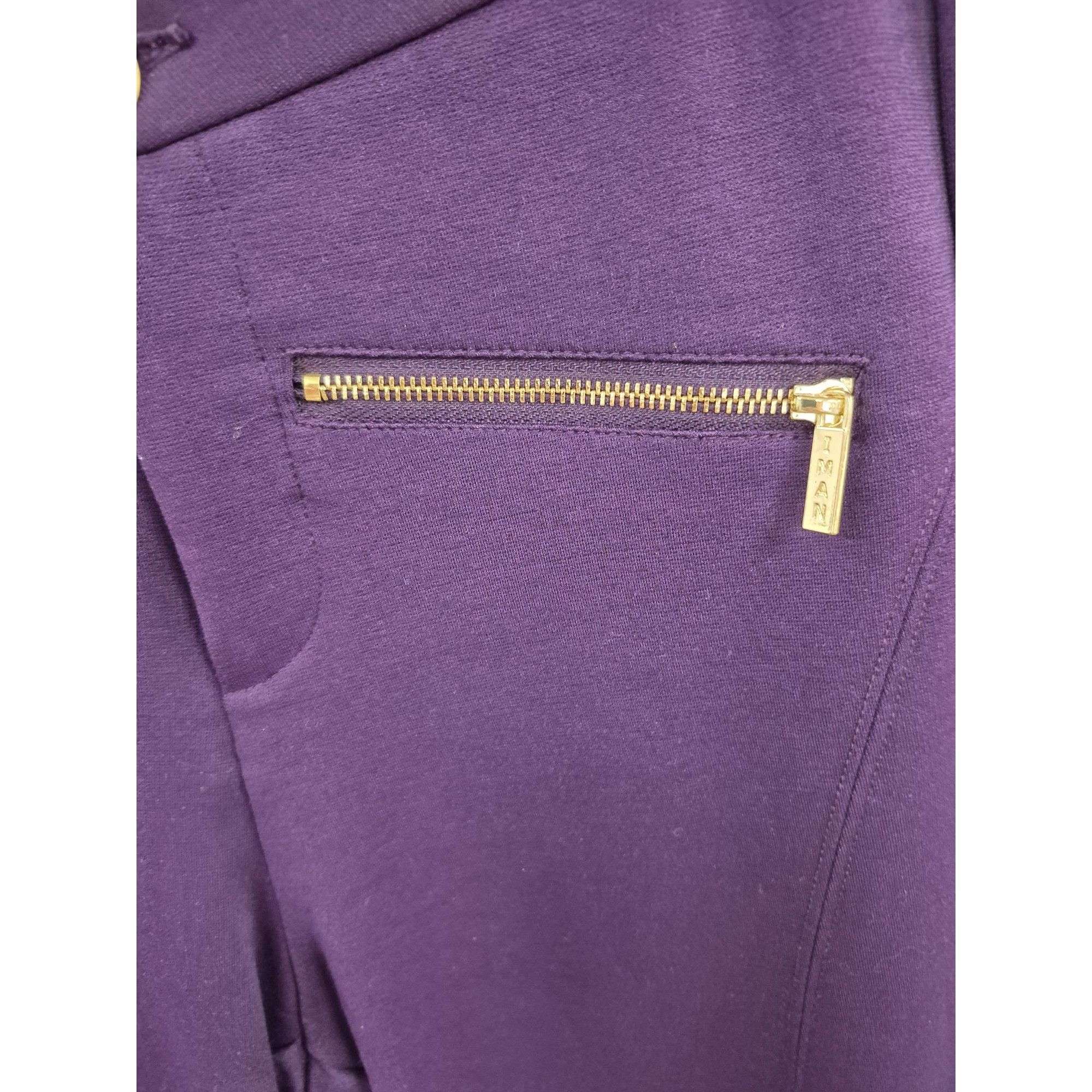 Other IMAN Womens Purple Stretch Pants Size 6 With Gold Zippers & Size 28" / US 6 / IT 42 - 2 Thumbnail