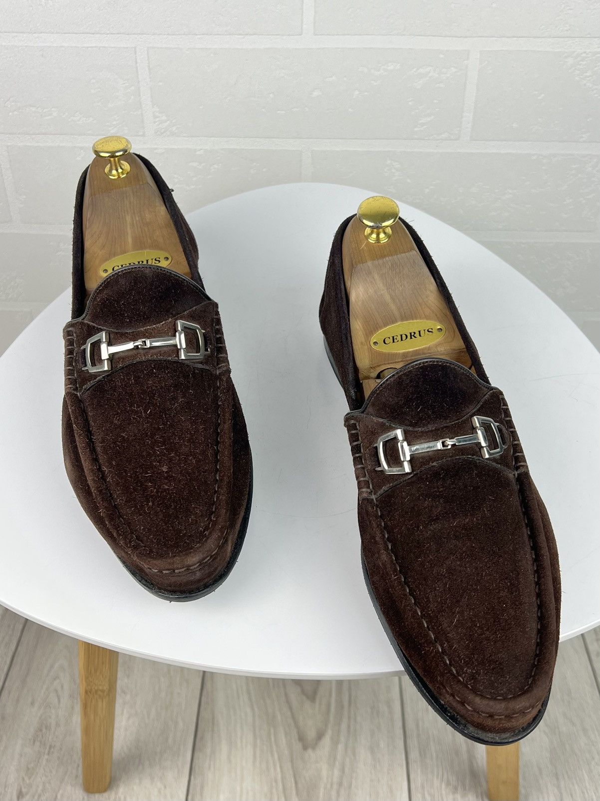 Gucci GUCCI Loafers Suede Shoes HORSEBIT Buckle GG Brown Men's Size US 9 / EU 42 - 1 Thumbnail